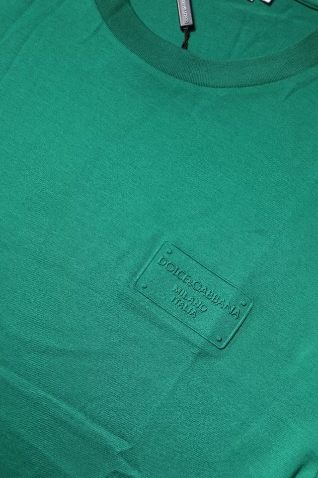 Camiseta de manga corta con cuello redondo y logotipo verde de Dolce & Gabbana-6