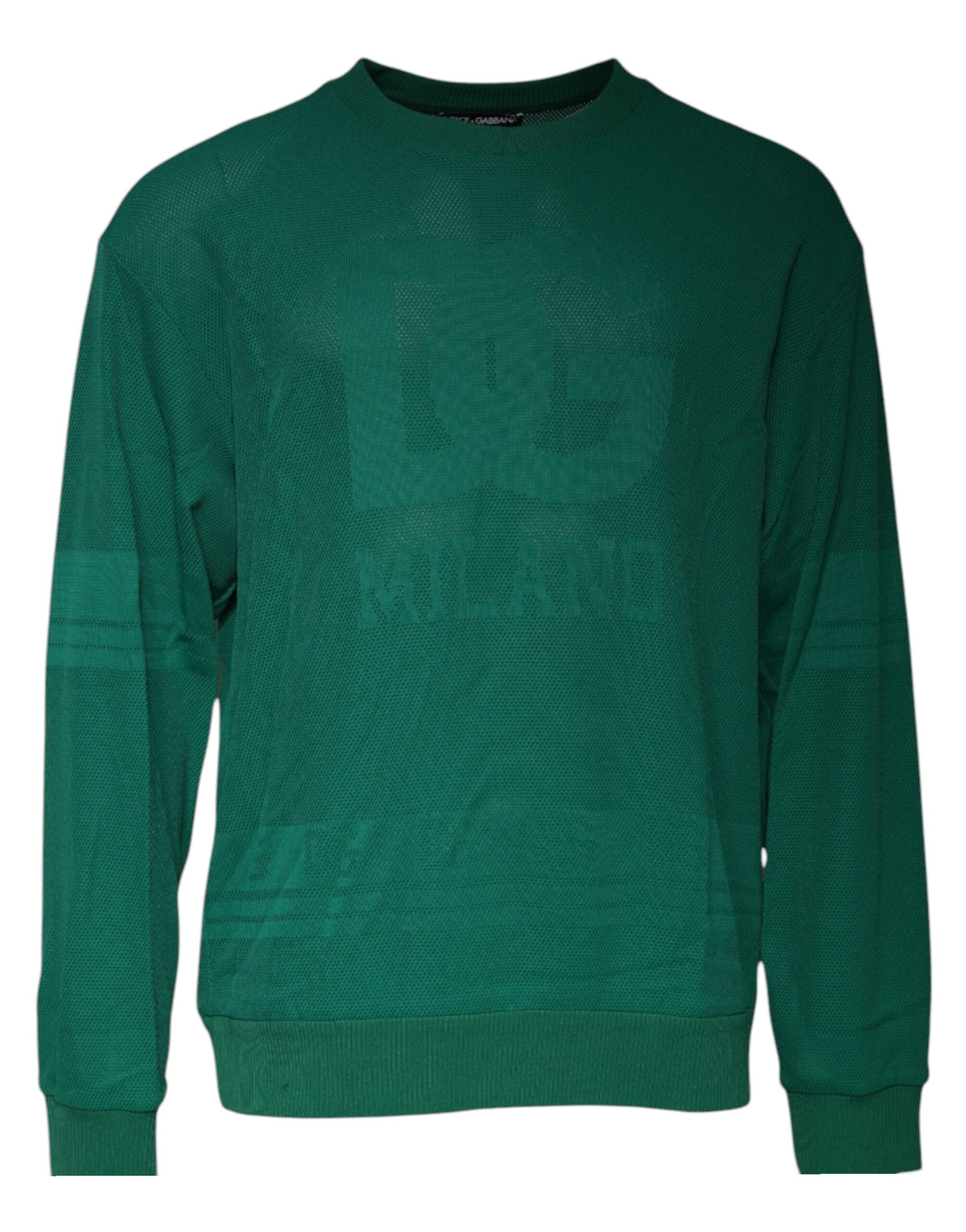 Dolce & Gabbana Grüner Logo-Nylon-Pullover mit Rundhalsausschnitt-1