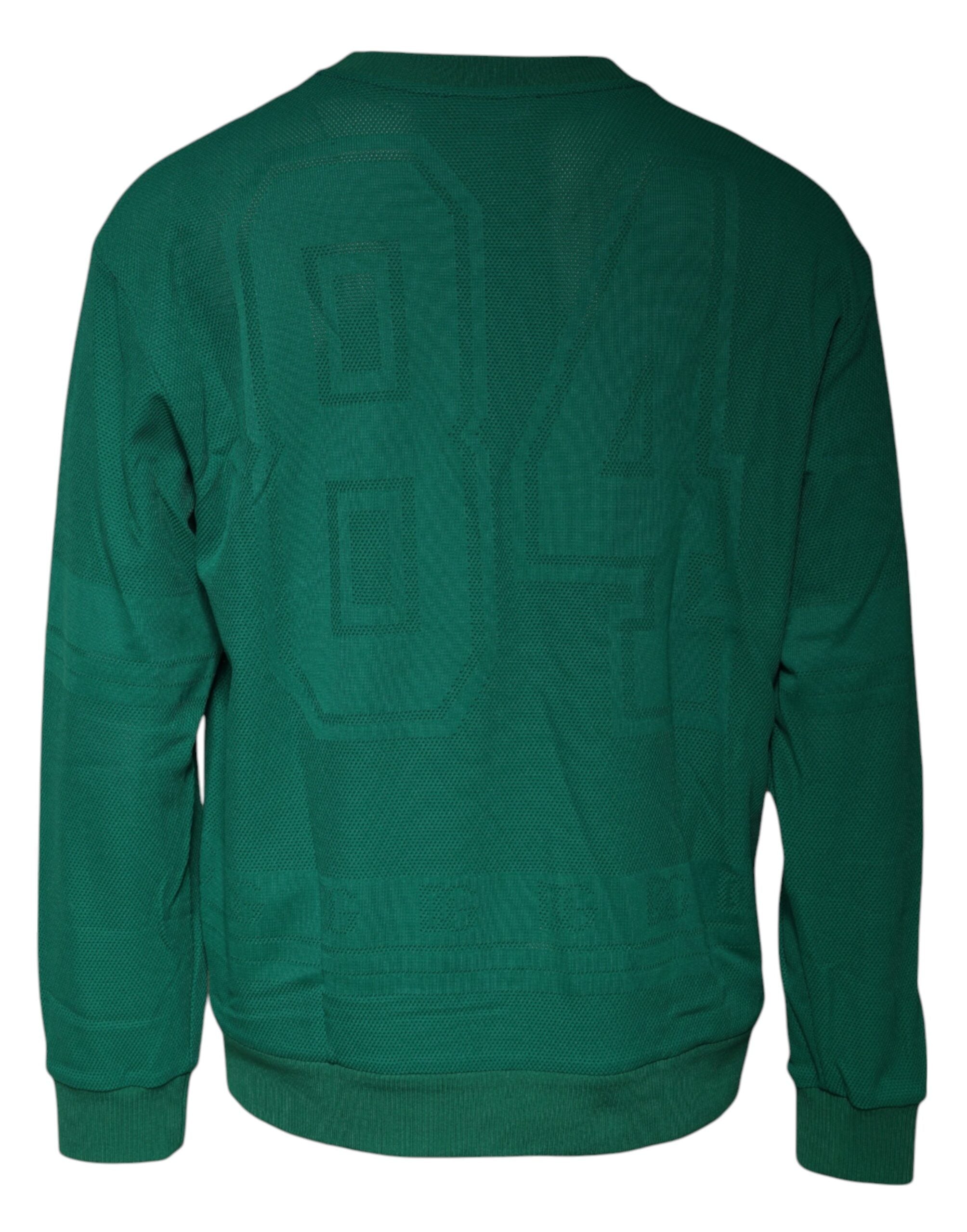 Dolce & Gabbana Grüner Logo-Nylon-Pullover mit Rundhalsausschnitt-3