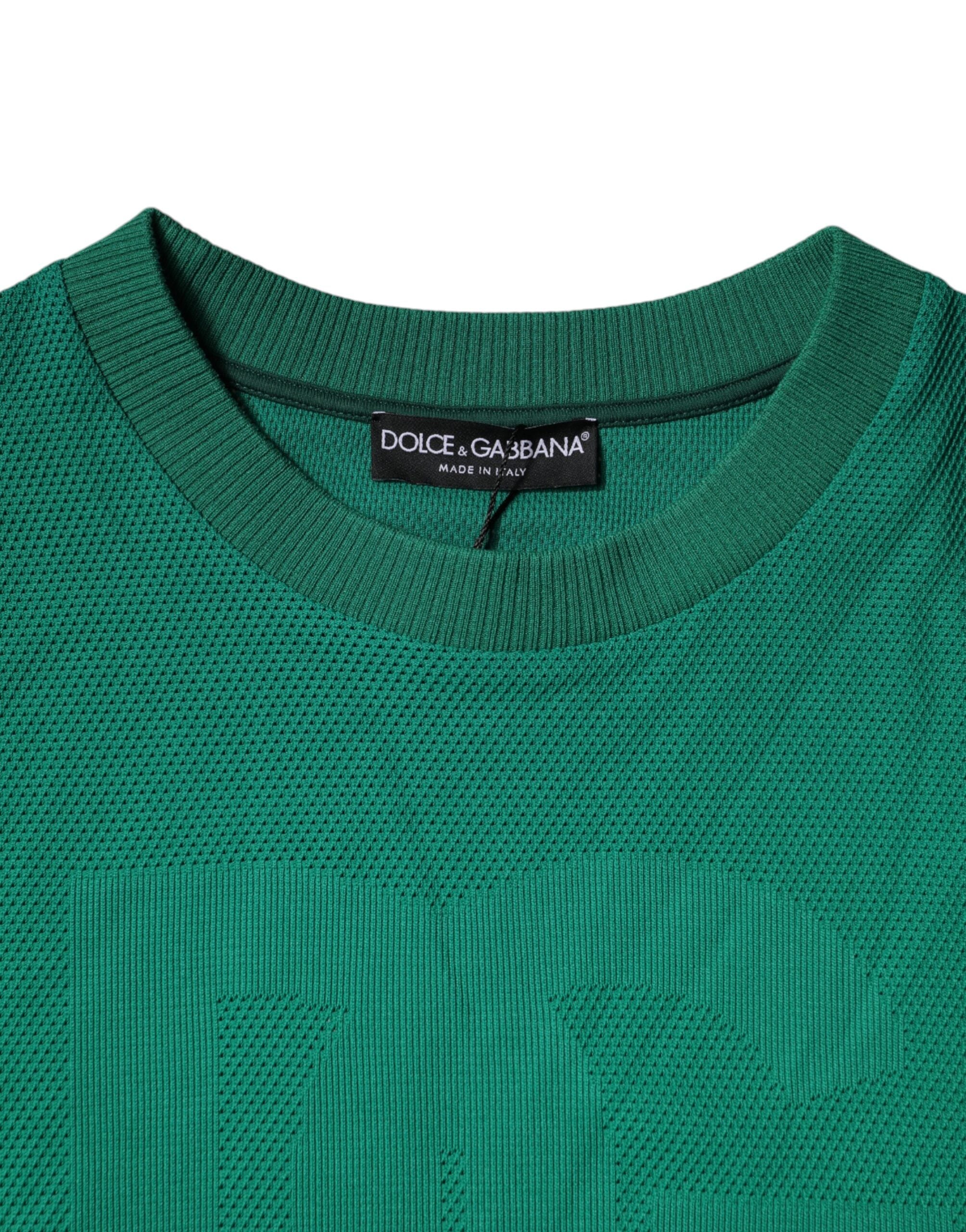 Dolce & Gabbana Grüner Logo-Nylon-Pullover mit Rundhalsausschnitt-4