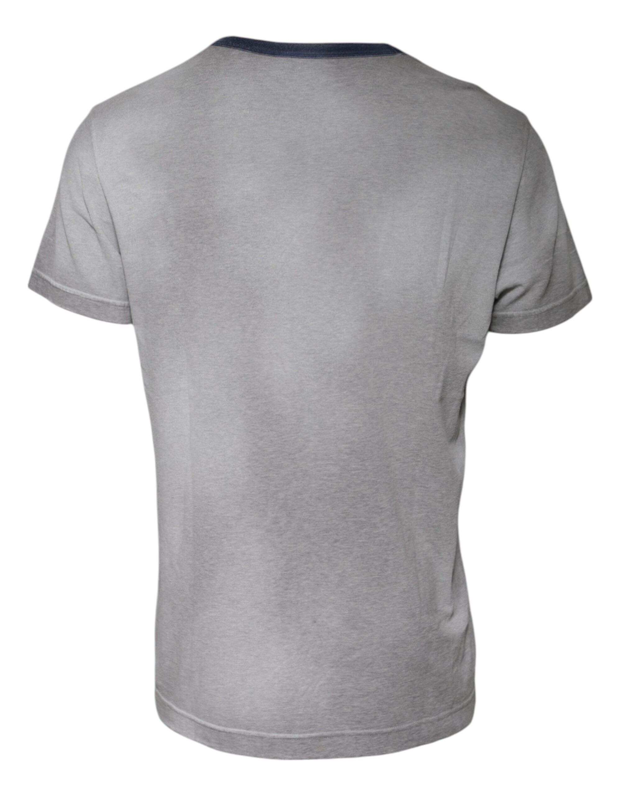 Dolce & Gabbana grey T-shirt with round neck and logo print, made of cotton-4