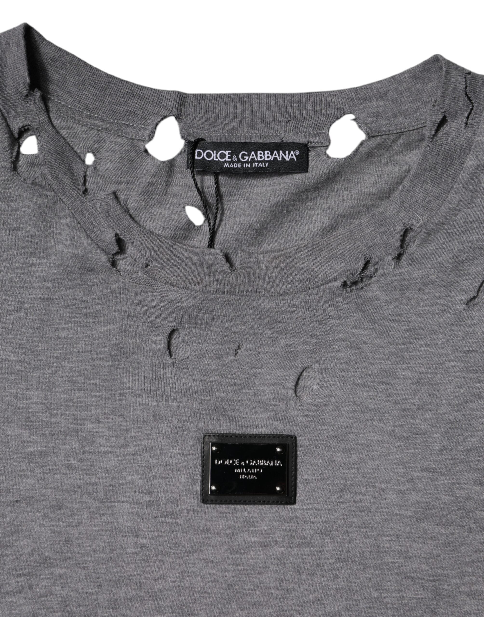 Dolce & Gabbana Grey Logo Crew Neck Short Sleeve T-Shirt-4