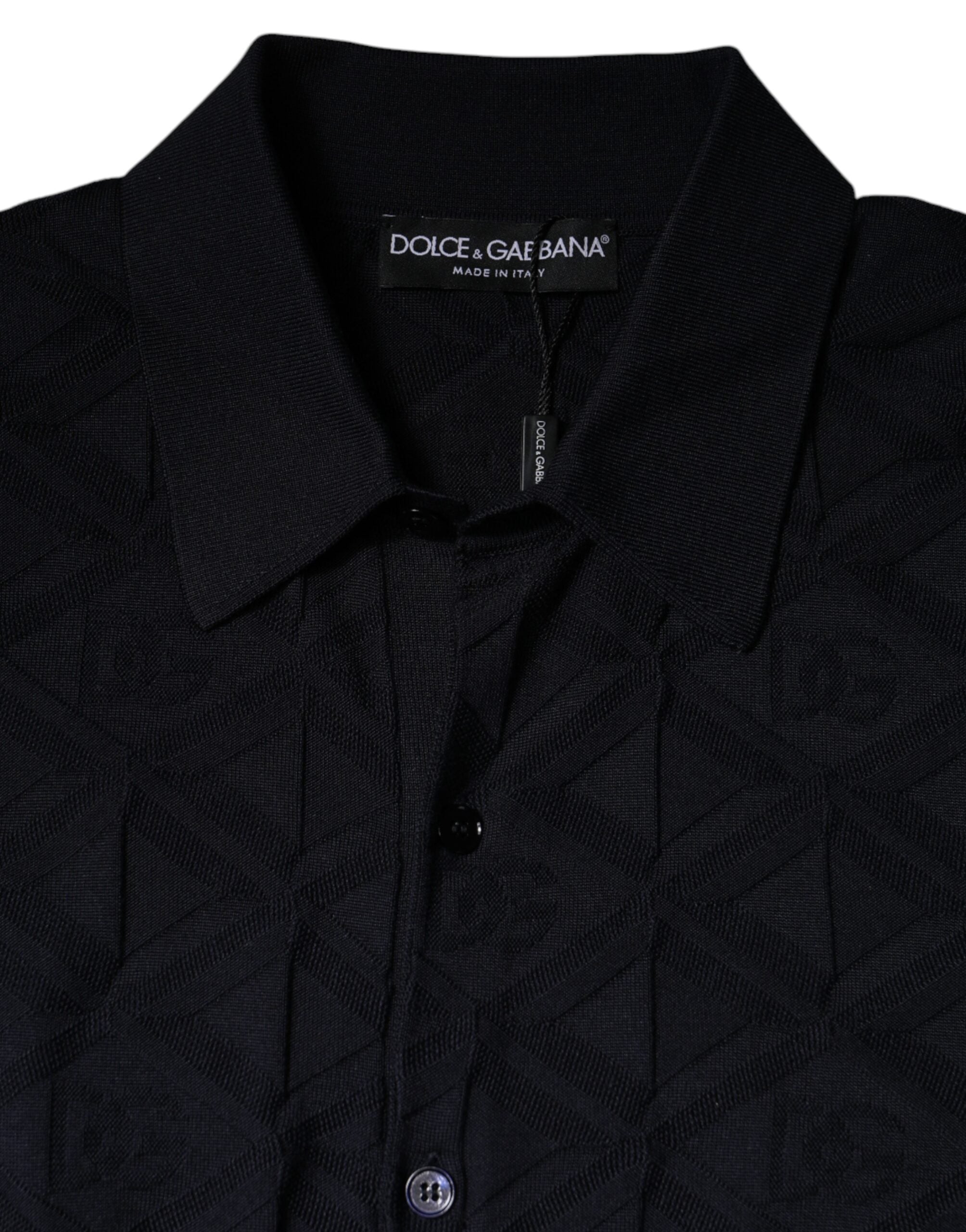 Cárdigan de seda negra con cuello redondo para hombre de Dolce & Gabbana-4