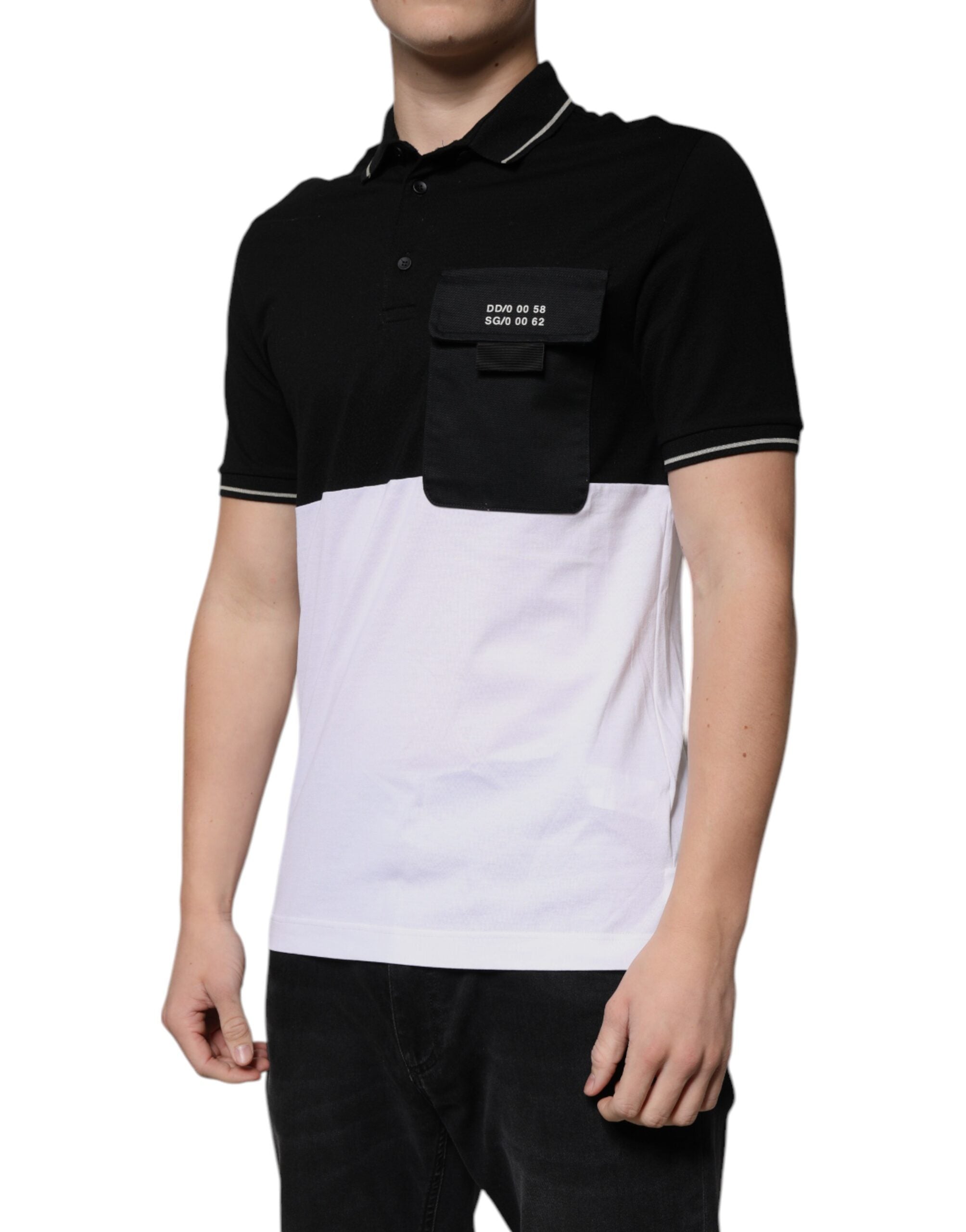 Polo de manga corta de algodón blanco y negro de Dolce & Gabbana-3