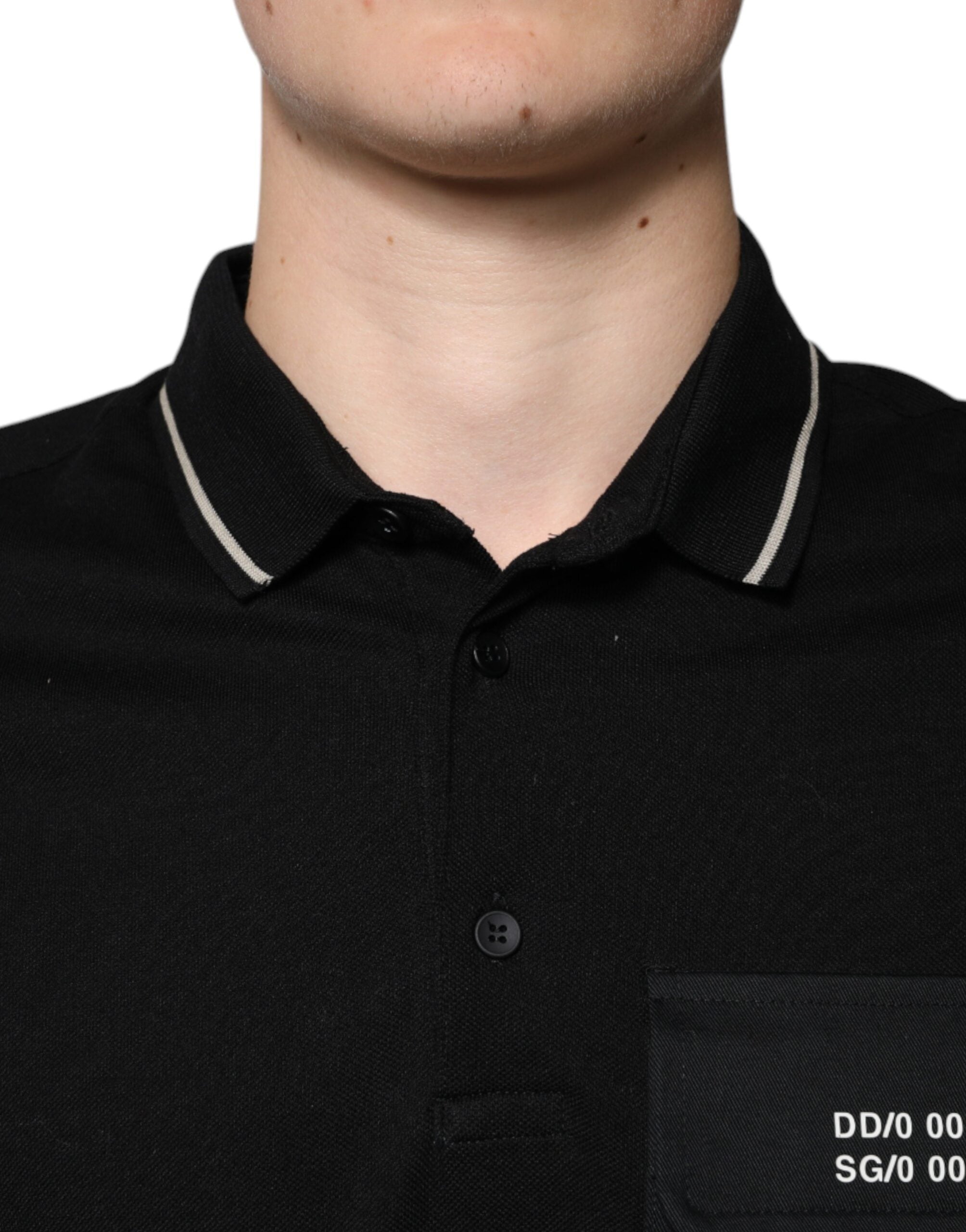 Polo de manga corta de algodón blanco y negro de Dolce & Gabbana-5