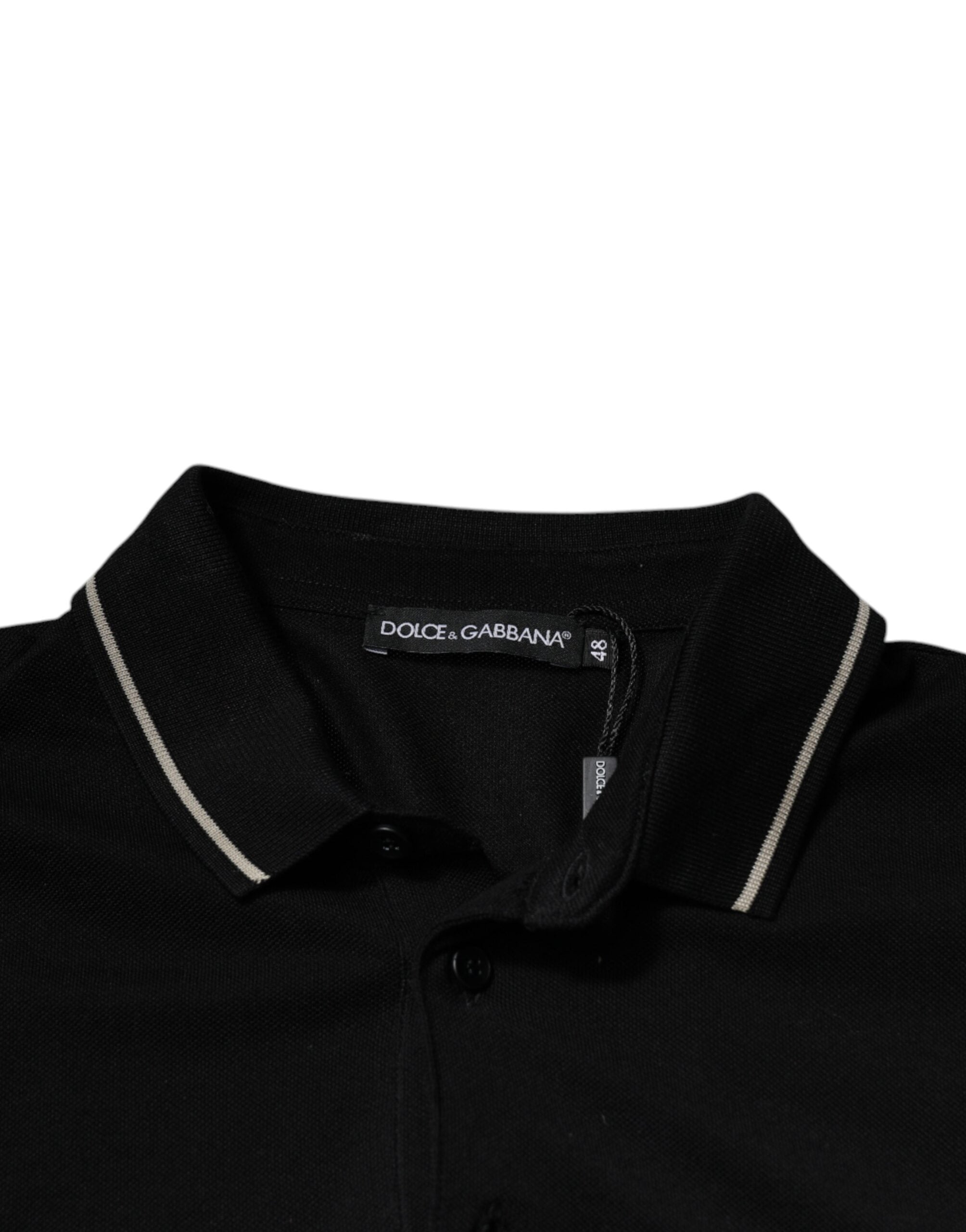 Polo de manga corta de algodón blanco y negro de Dolce & Gabbana-7