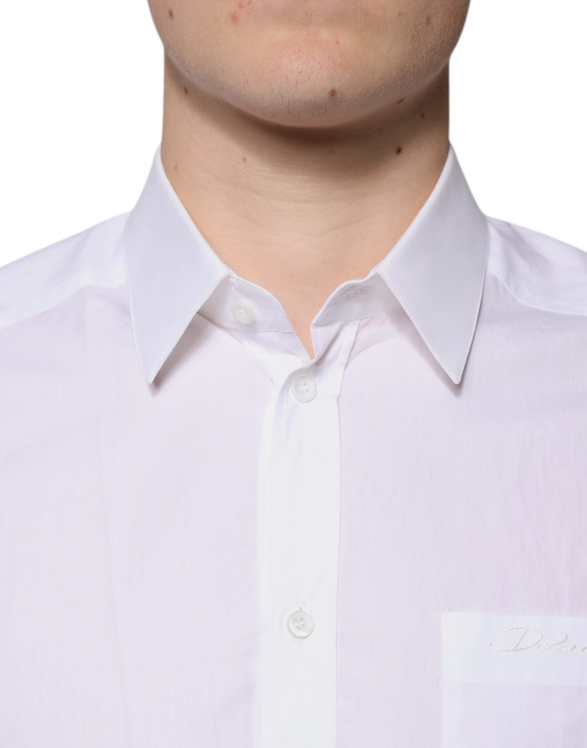 Dolce & Gabbana White Cotton Long-Sleeved Shirt GOLD-5