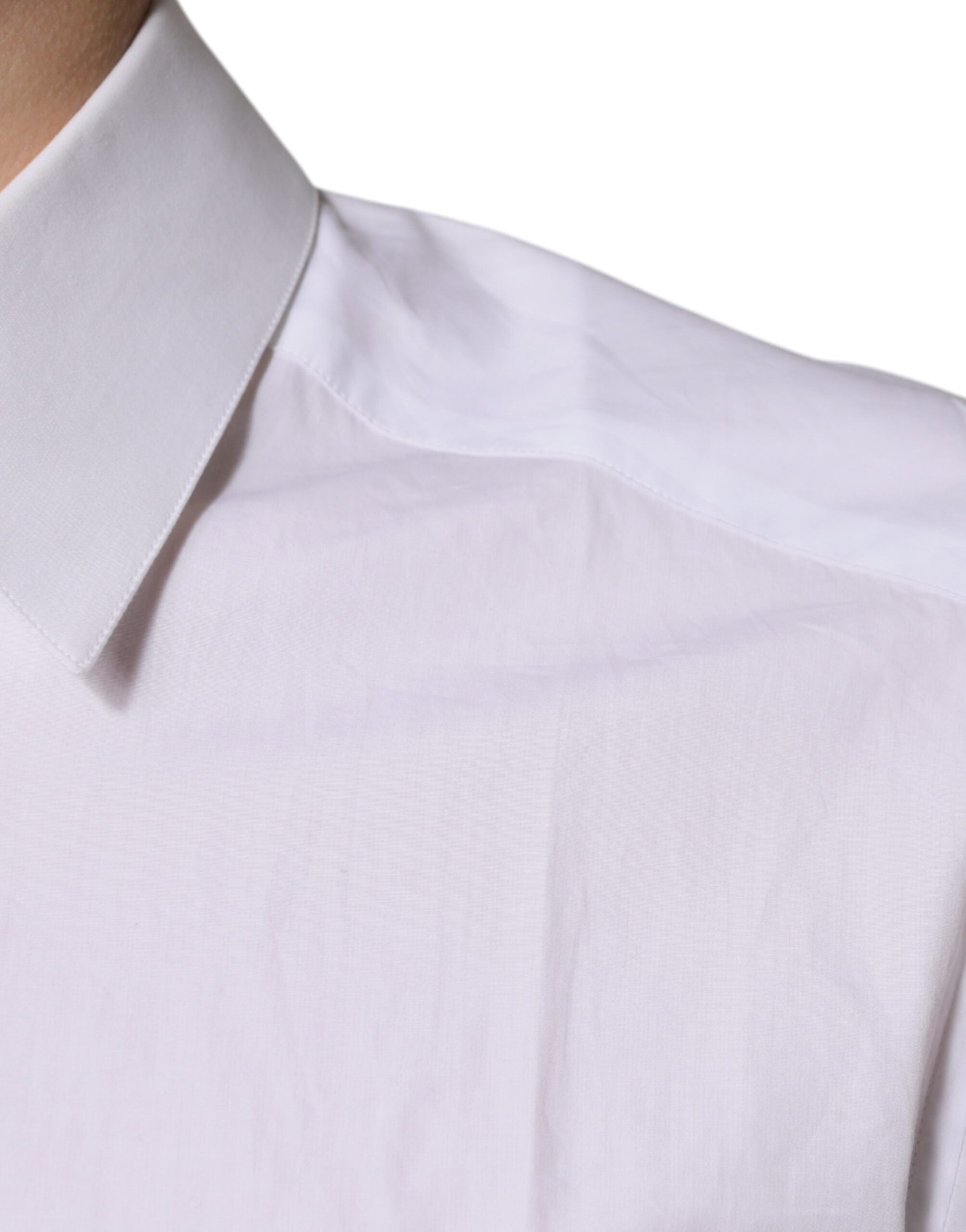 Dolce & Gabbana White Cotton Long-Sleeved Shirt GOLD-6