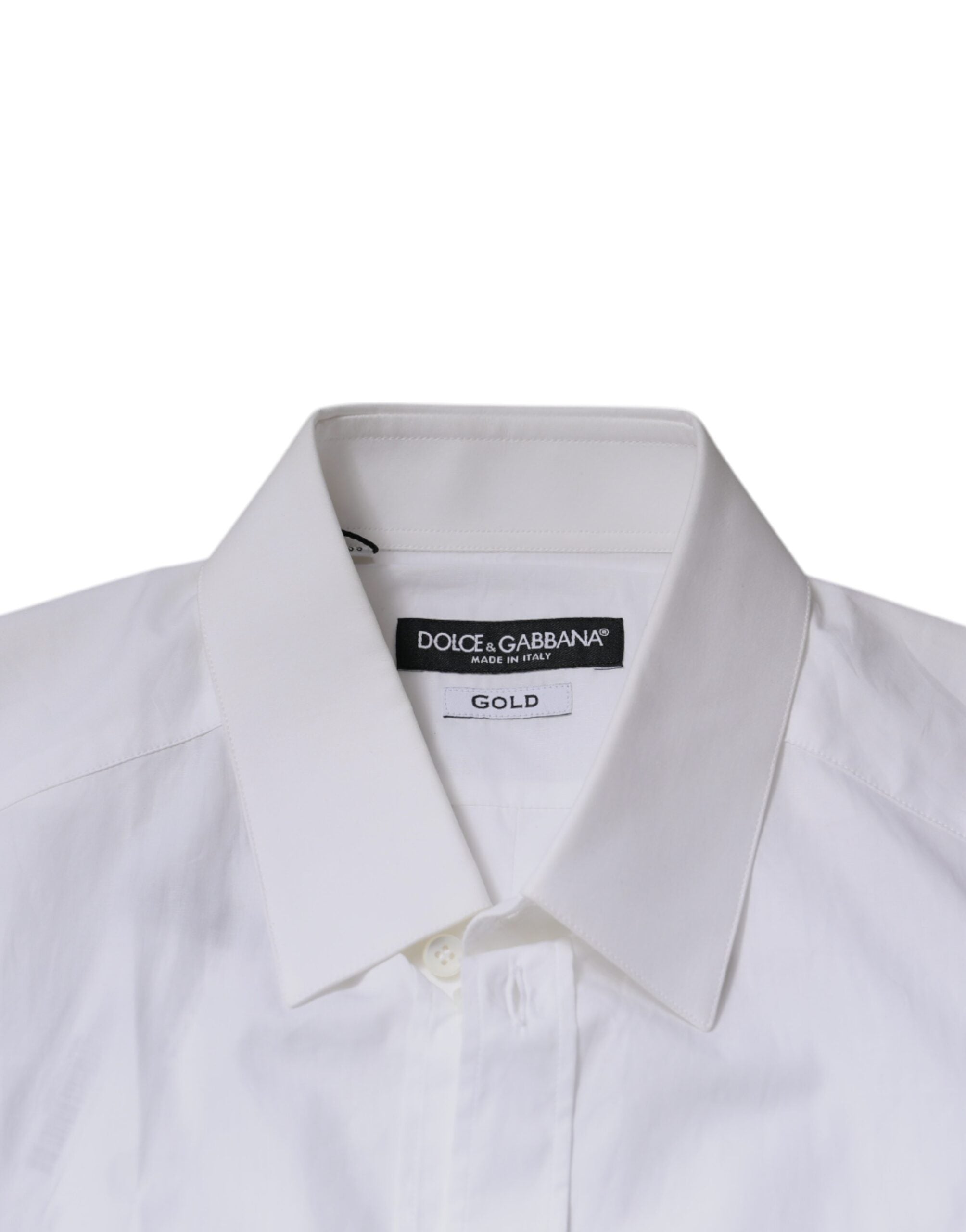 Dolce & Gabbana White Cotton Long-Sleeved Shirt GOLD-7