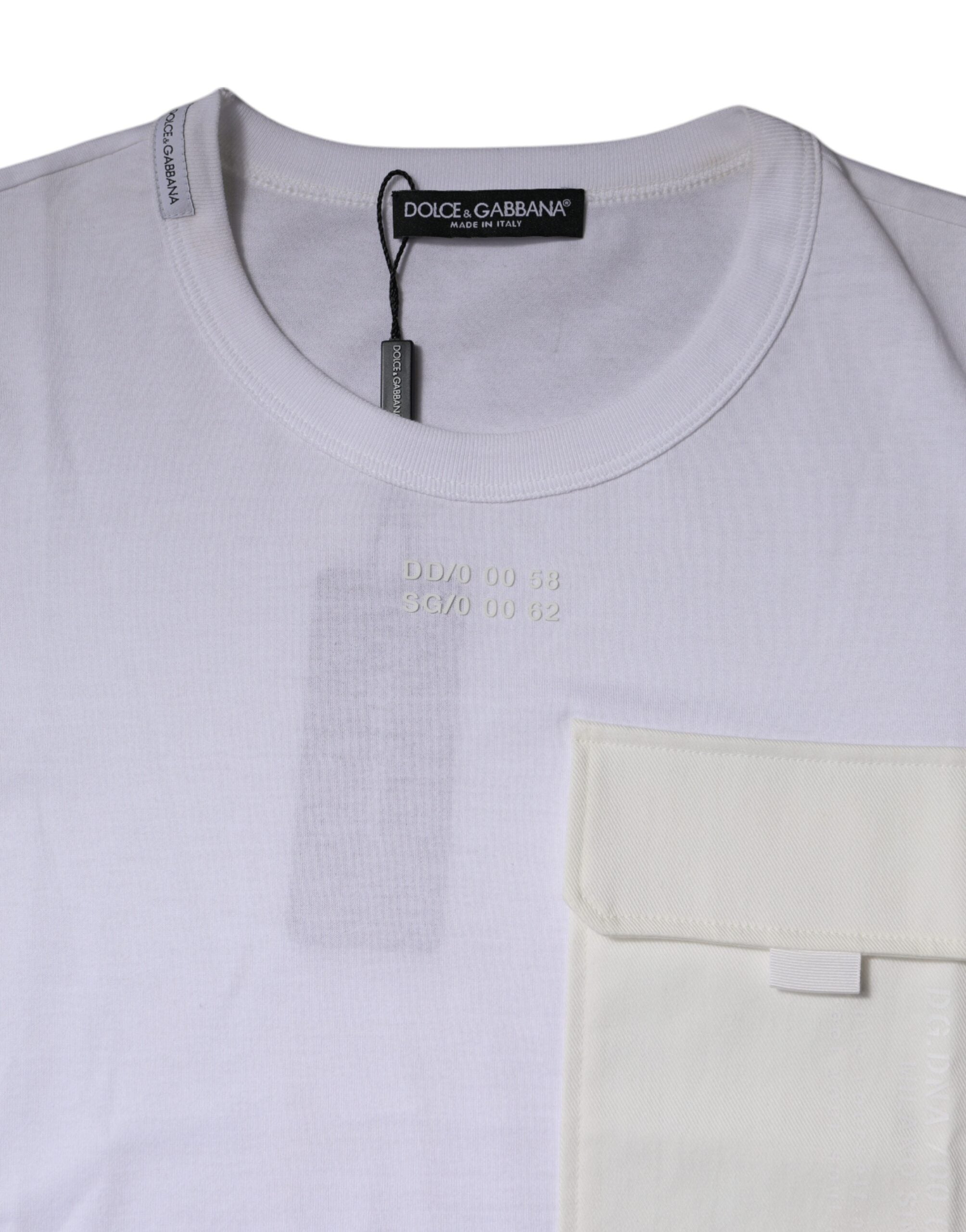 Dolce & Gabbana white cotton T-shirt with round neck and short sleeves-5