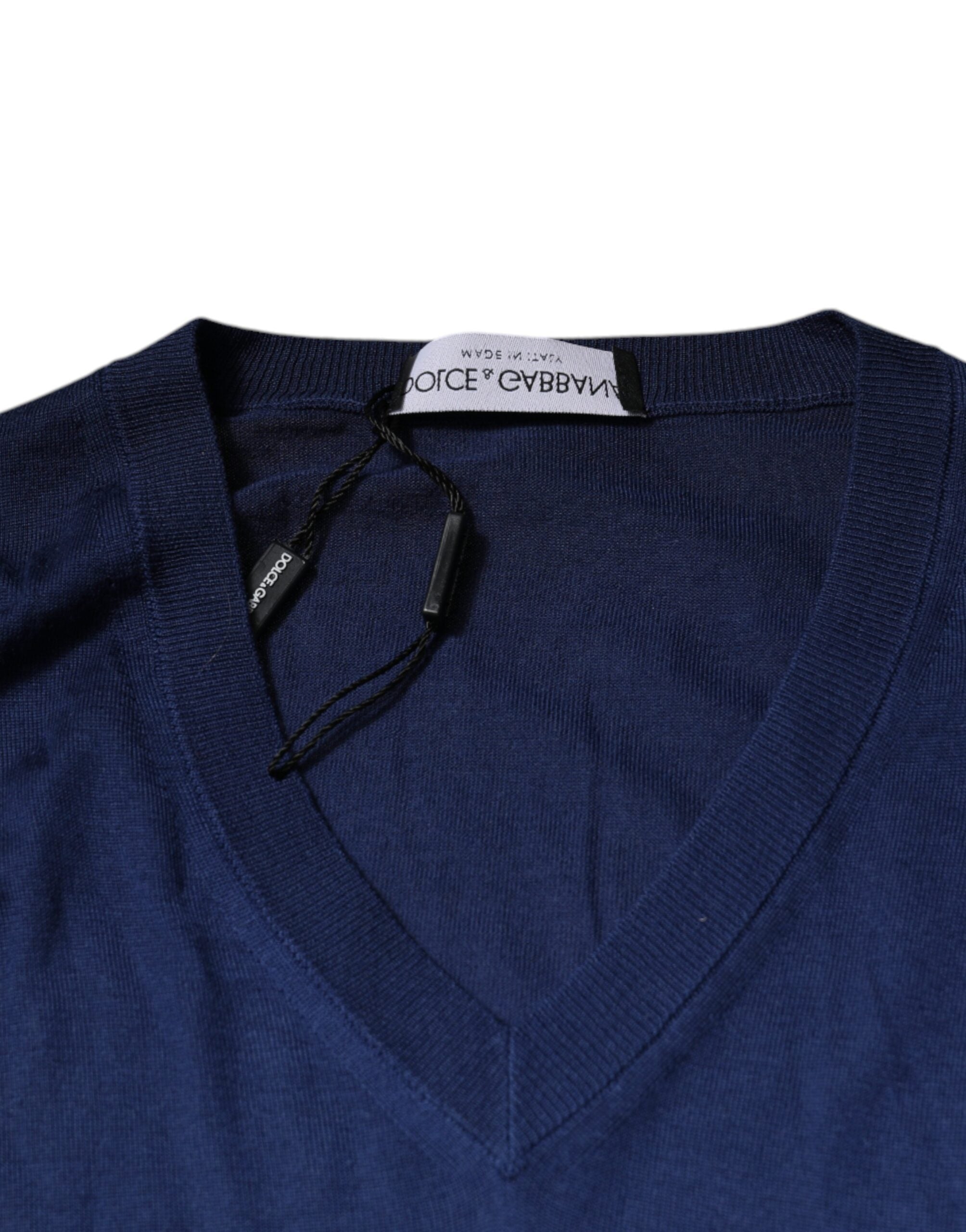 Dolce & Gabbana navy blue cashmere V-neck sweater-7