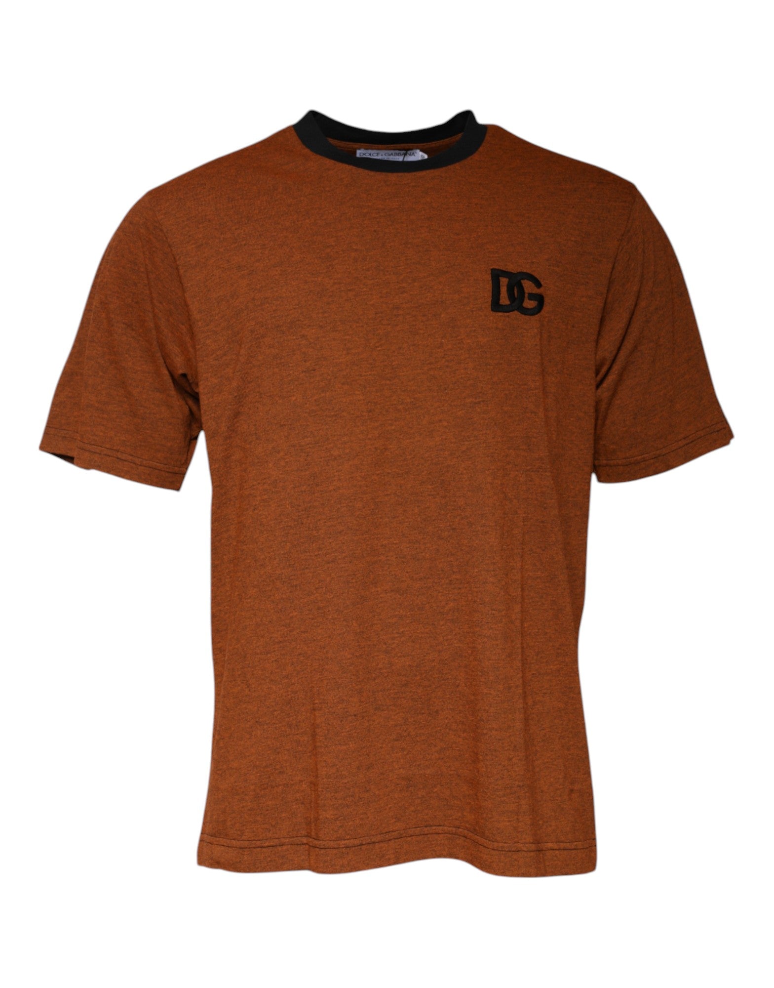 Dolce & Gabbana Brown DG Logo Polyester T-Shirt with Round Neck-1