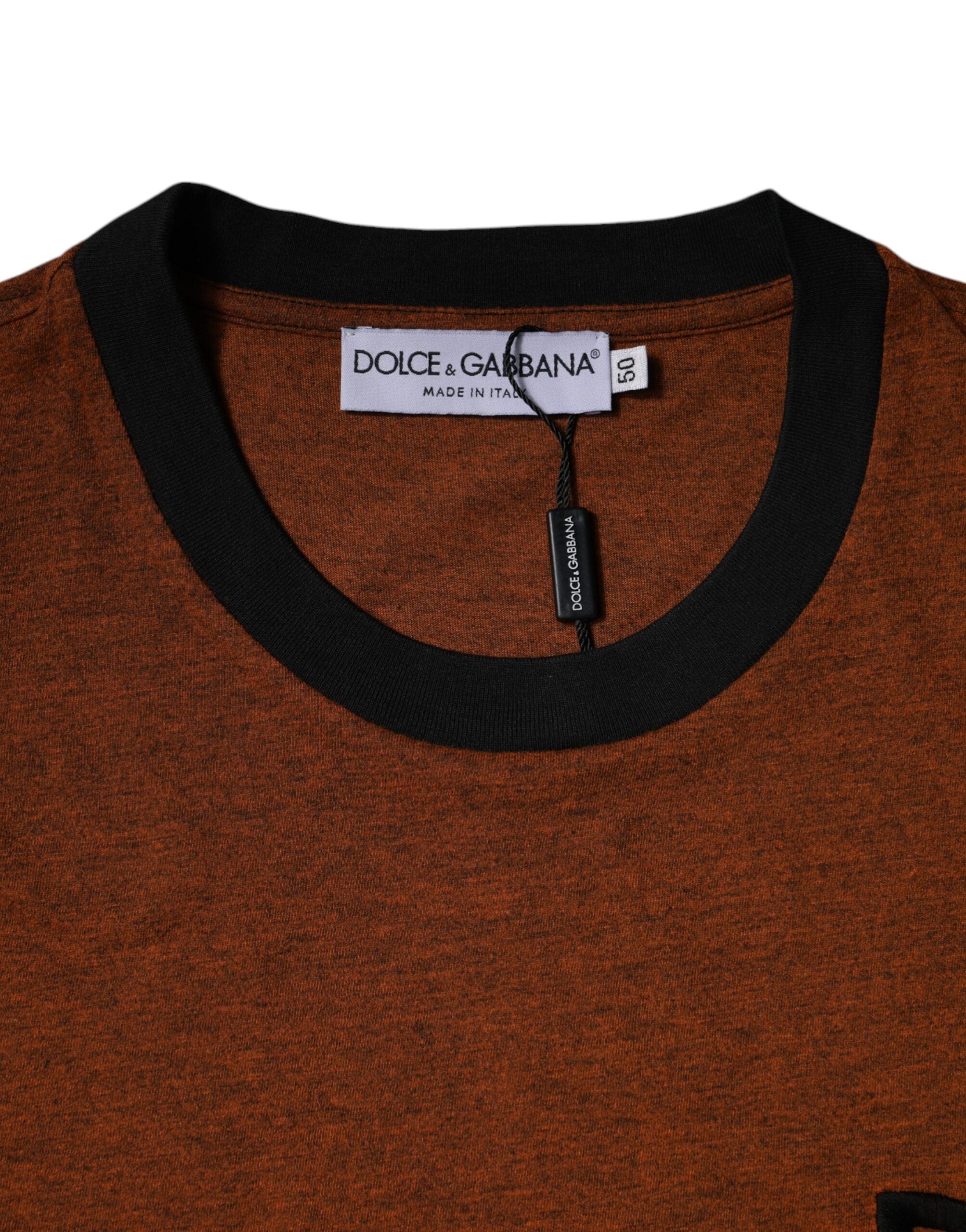 Dolce & Gabbana Brown DG Logo Polyester T-Shirt with Round Neck-4