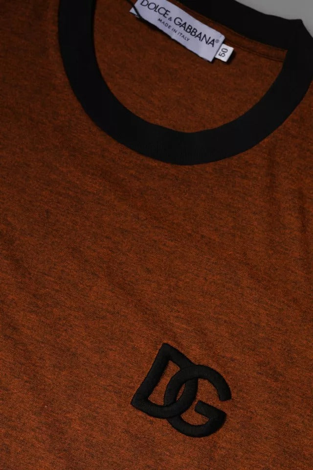 Dolce & Gabbana Brown DG Logo Polyester T-Shirt with Round Neck-6
