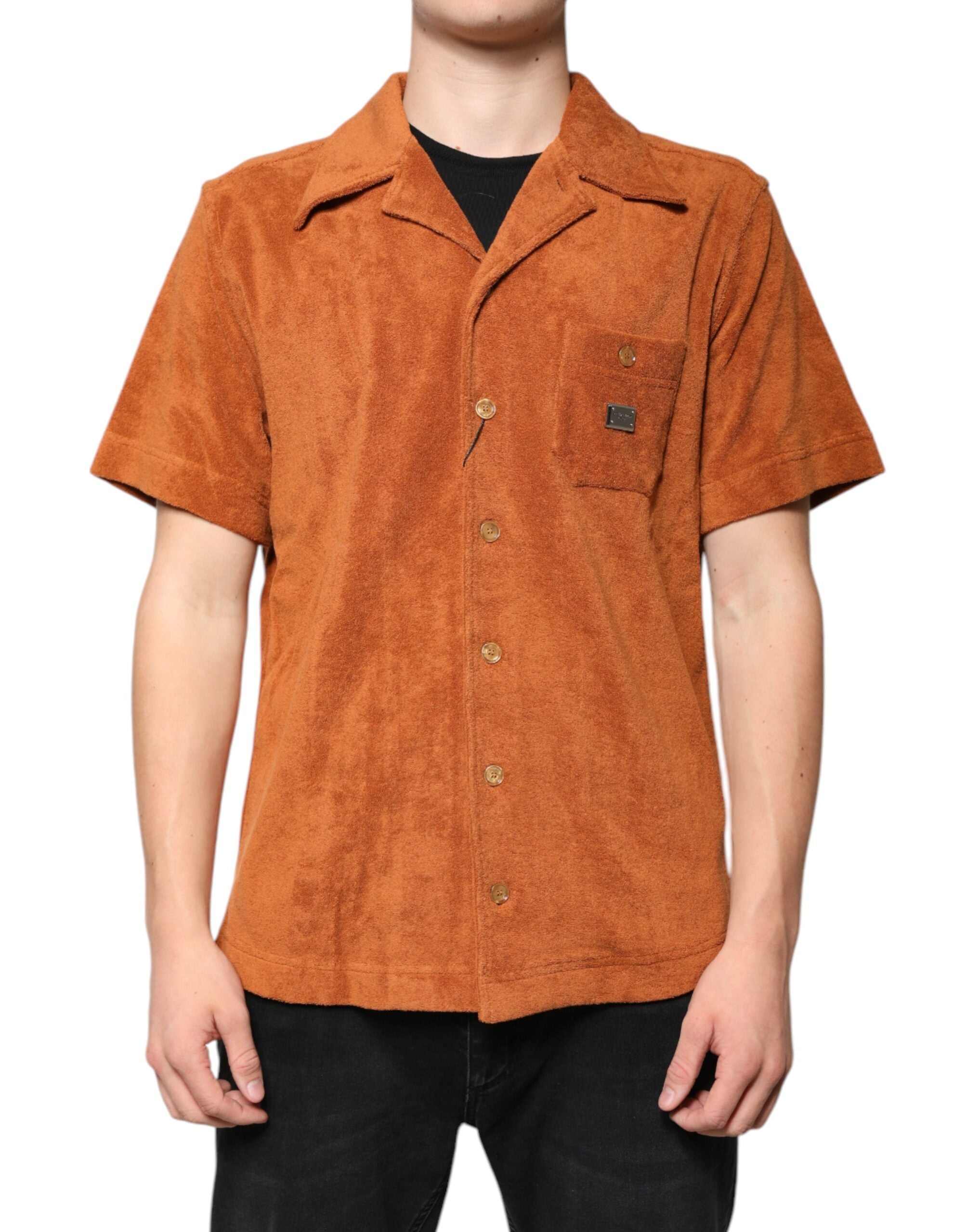 Dolce & Gabbana Hazel Cotton Velvet Button Down Hemd mit Kragen-2