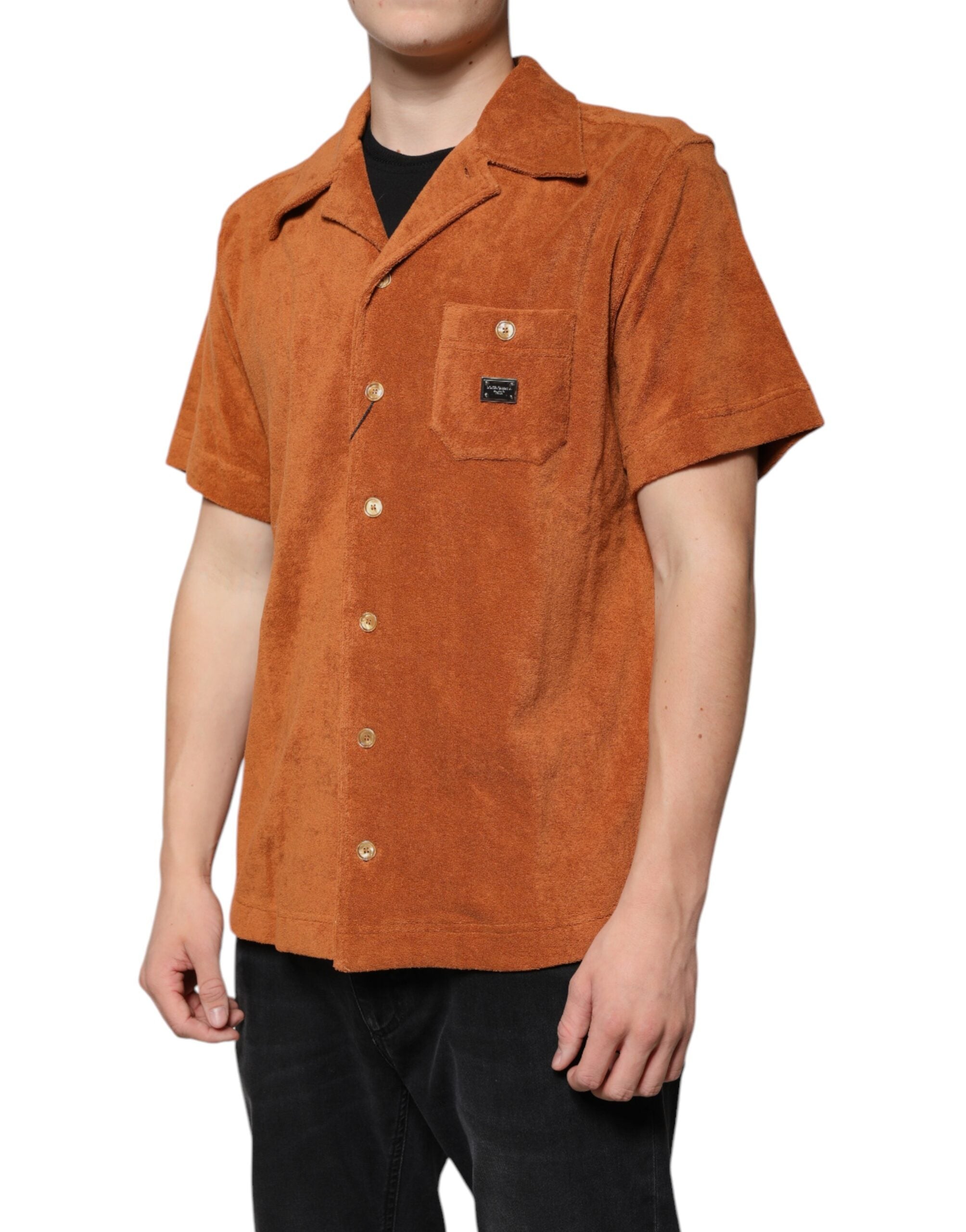 Dolce & Gabbana Hazel Cotton Velvet Button Down Hemd mit Kragen-3
