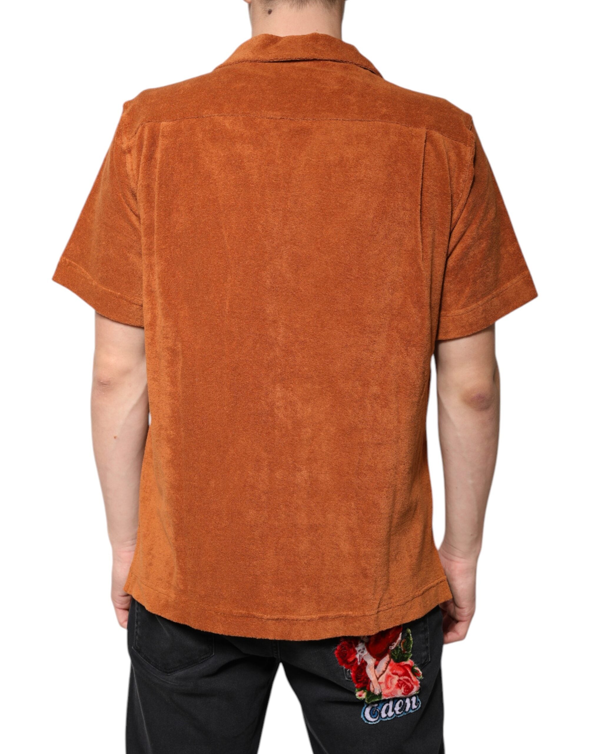 Dolce & Gabbana Hazel Cotton Velvet Button Down Hemd mit Kragen-4