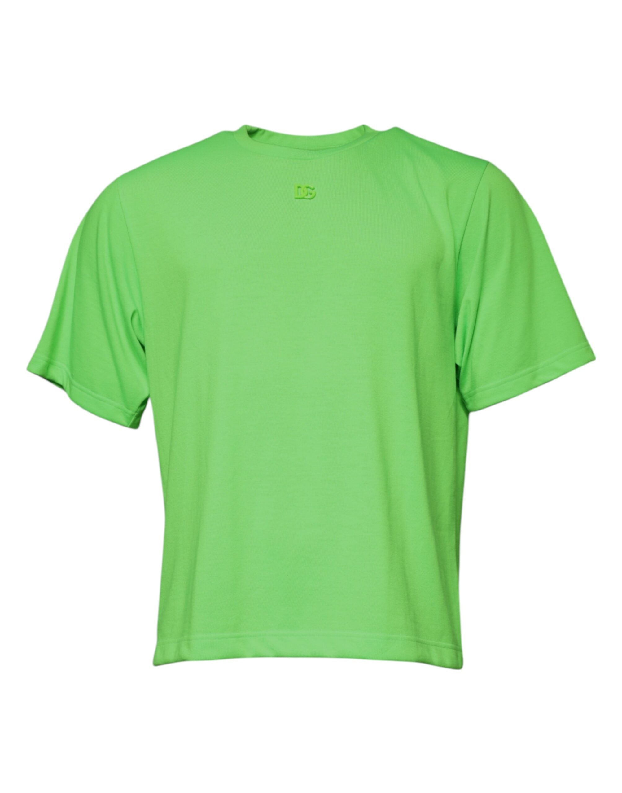 Dolce & Gabbana Green Logo Polyester Crew Neck T-Shirt-1