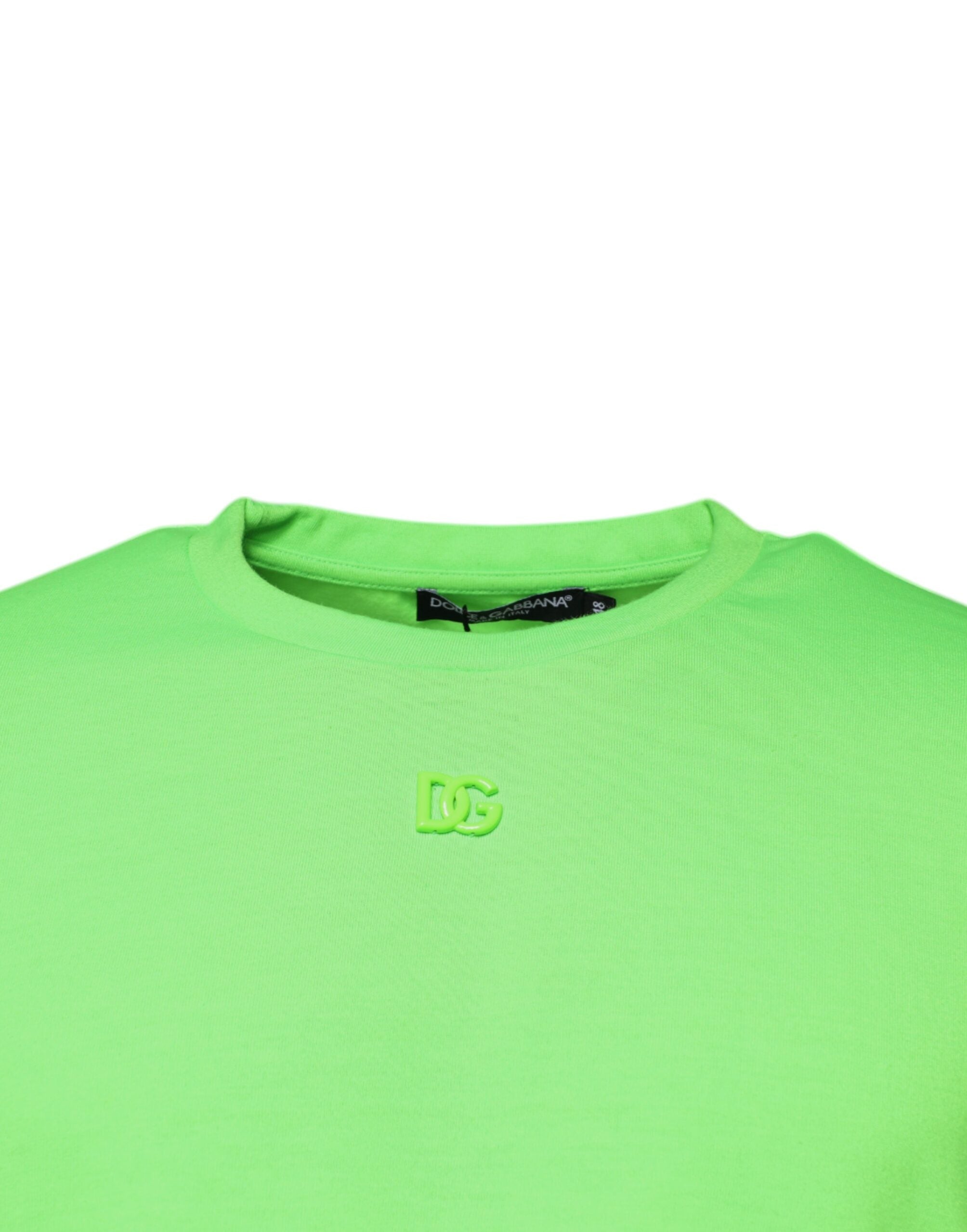 Dolce & Gabbana Green Logo Polyester Crew Neck T-Shirt-3