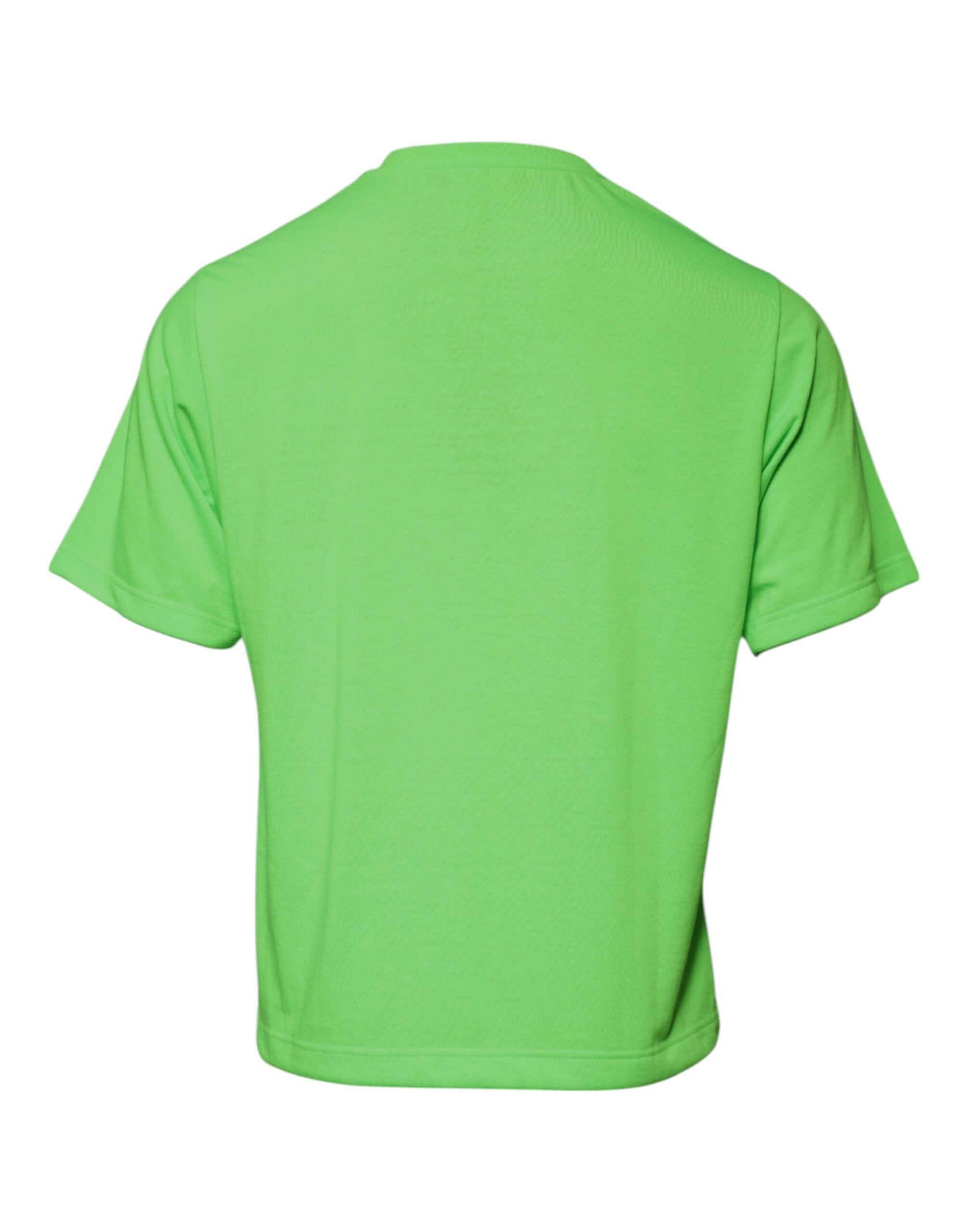 Dolce & Gabbana Green Logo Polyester Crew Neck T-Shirt-7