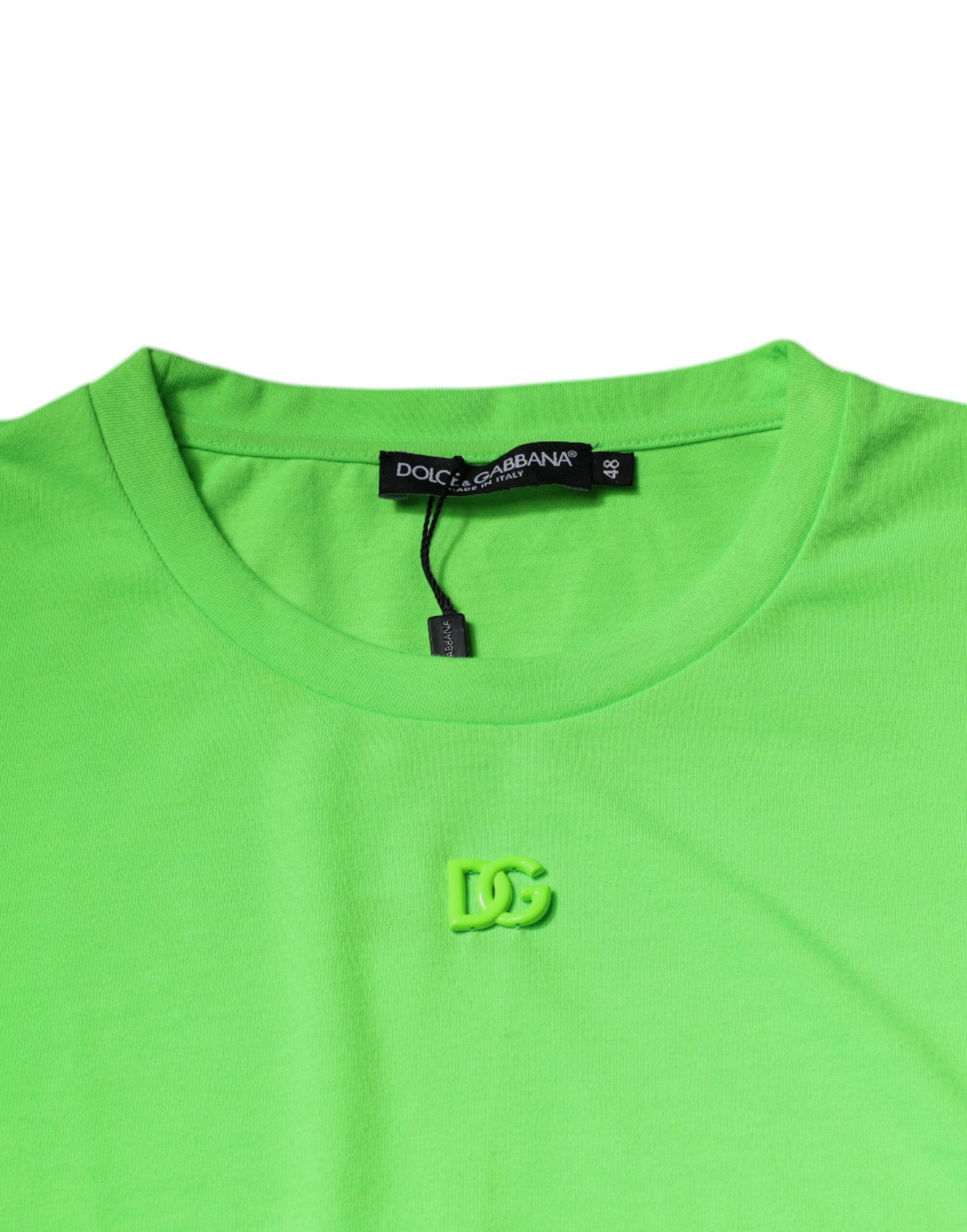 Dolce & Gabbana Green Logo Polyester Crew Neck T-Shirt-8