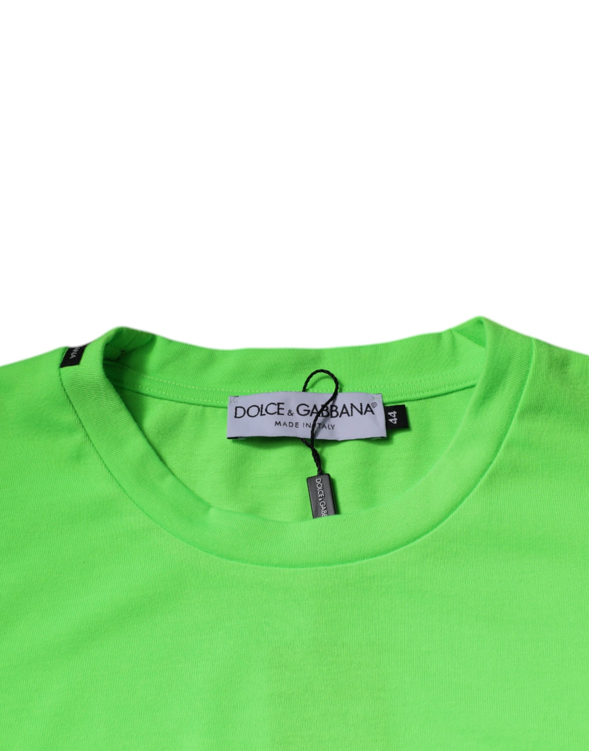 Dolce & Gabbana Green Logo Polyester Crew Neck T-Shirt-6