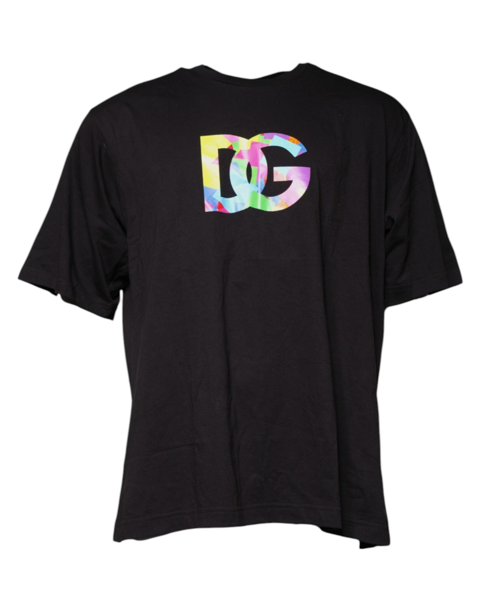 Dolce & Gabbana Schwarzes T-Shirt mit Rundhalsausschnitt und Logodruck aus Baumwolle-1