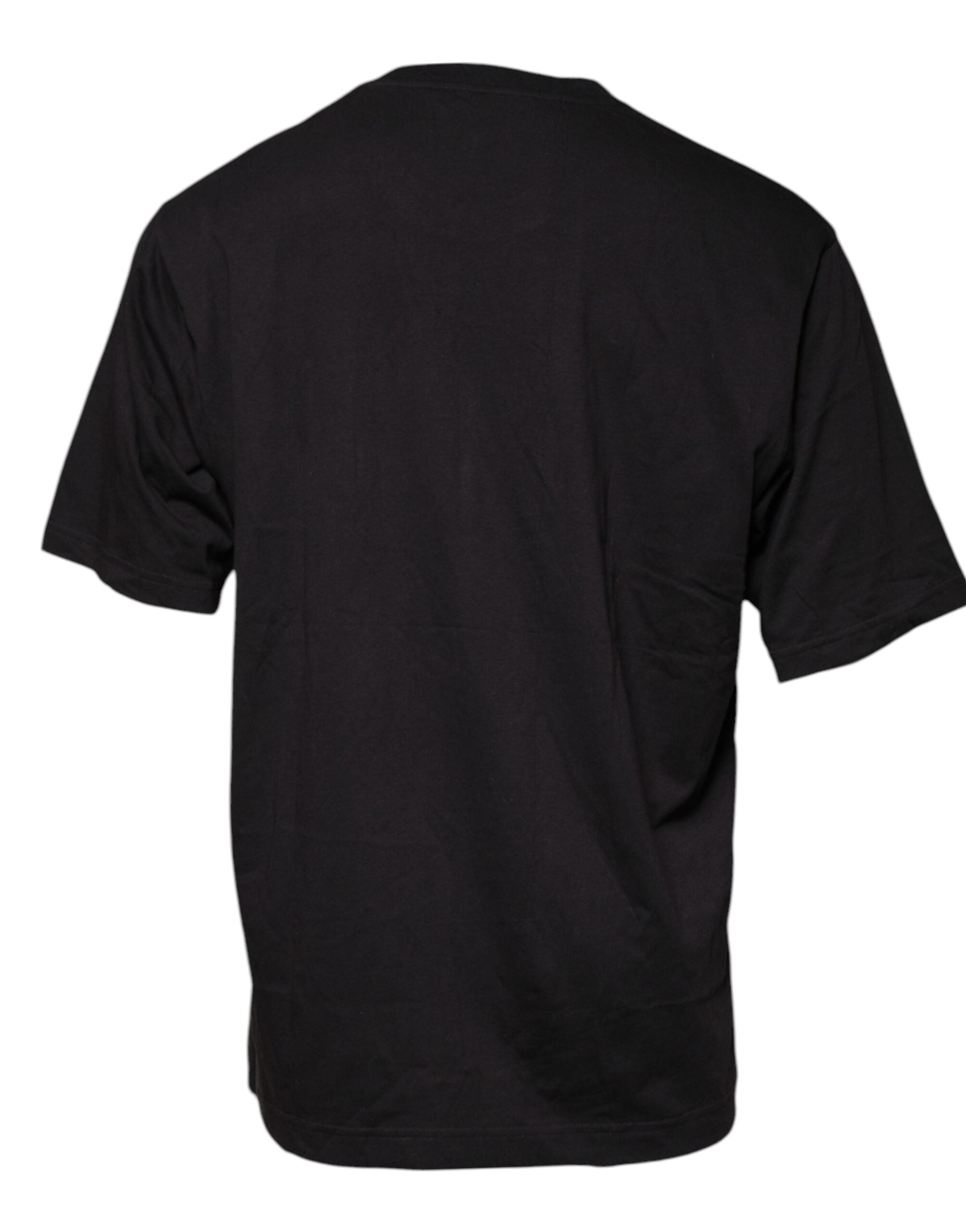 Dolce & Gabbana Schwarzes T-Shirt mit Rundhalsausschnitt und Logodruck aus Baumwolle-3
