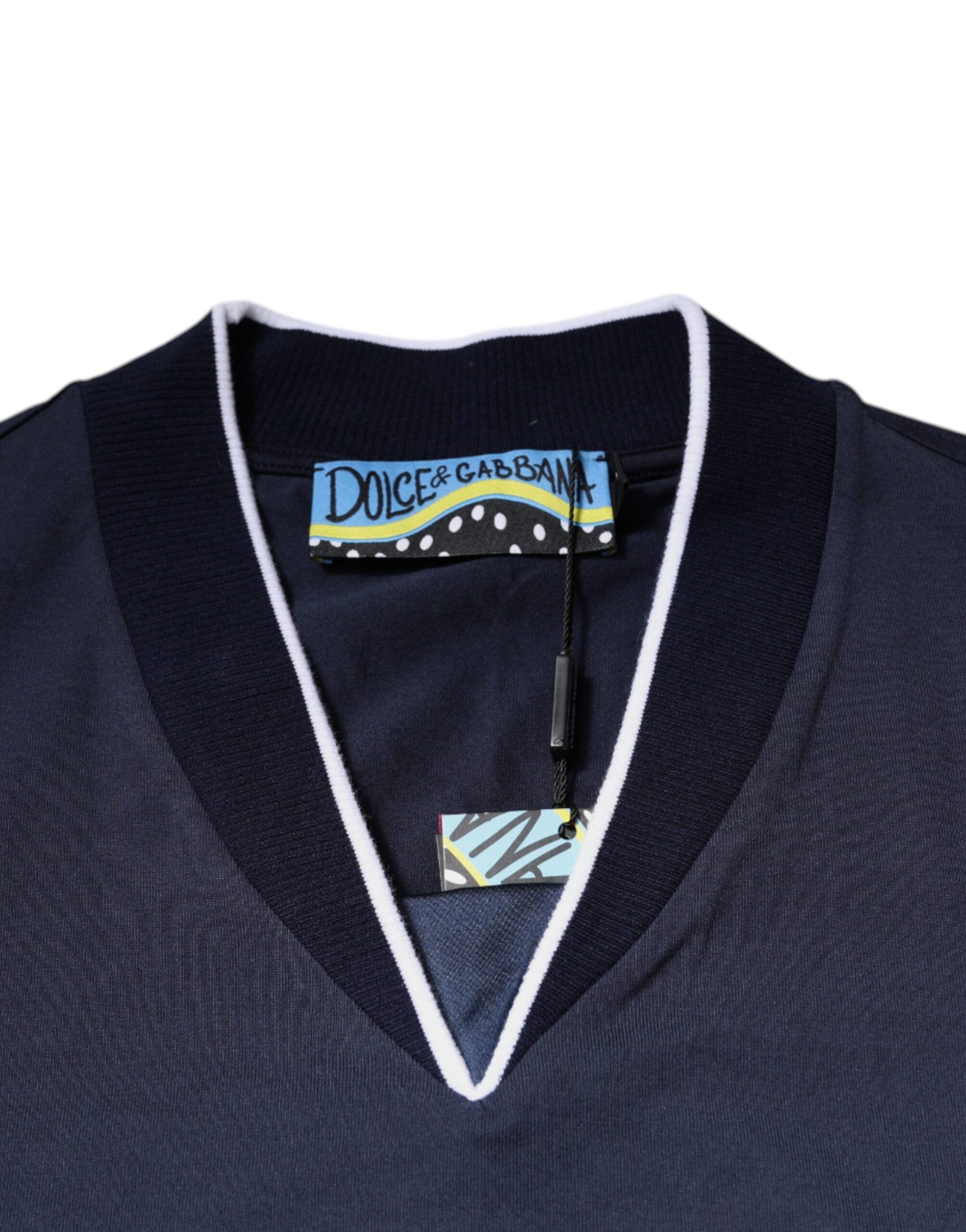 Dolce & Gabbana Multicolor Short-Sleeve Cotton T-Shirt with V-Neck-6