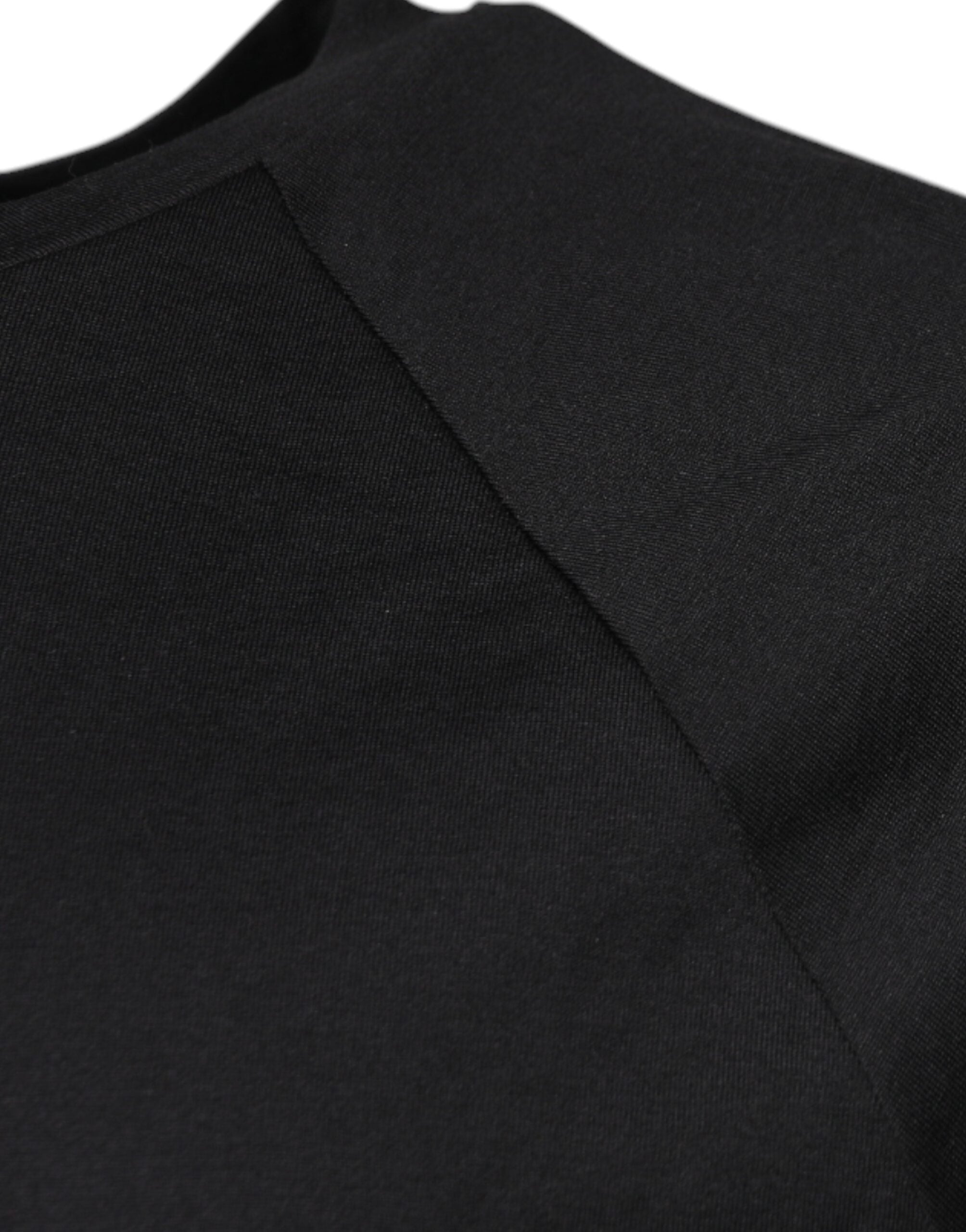 Dolce & Gabbana black T-shirt with round neck and logo print, made of cotton-4