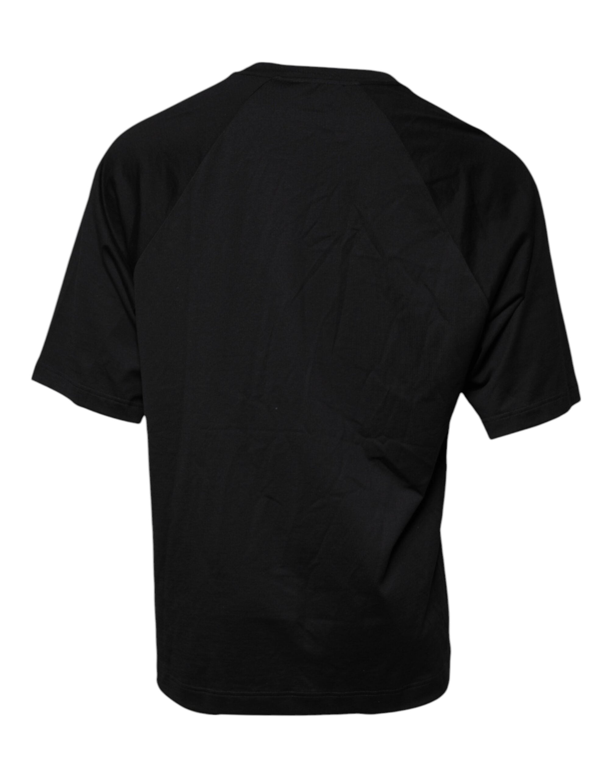 Dolce & Gabbana black T-shirt with round neck and logo print, made of cotton-5