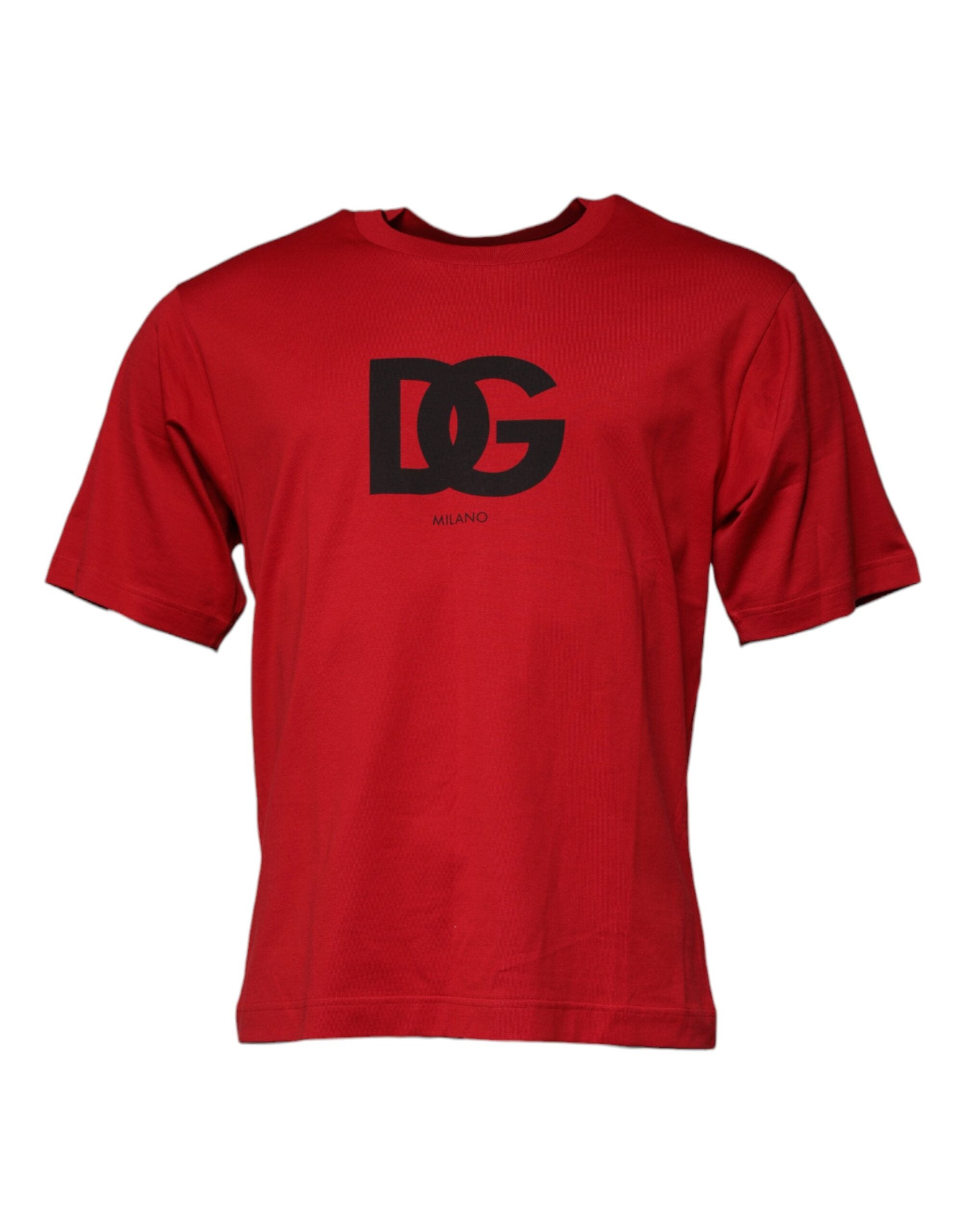 Dolce & Gabbana red T-shirt with round neck and logo print, made of cotton-1