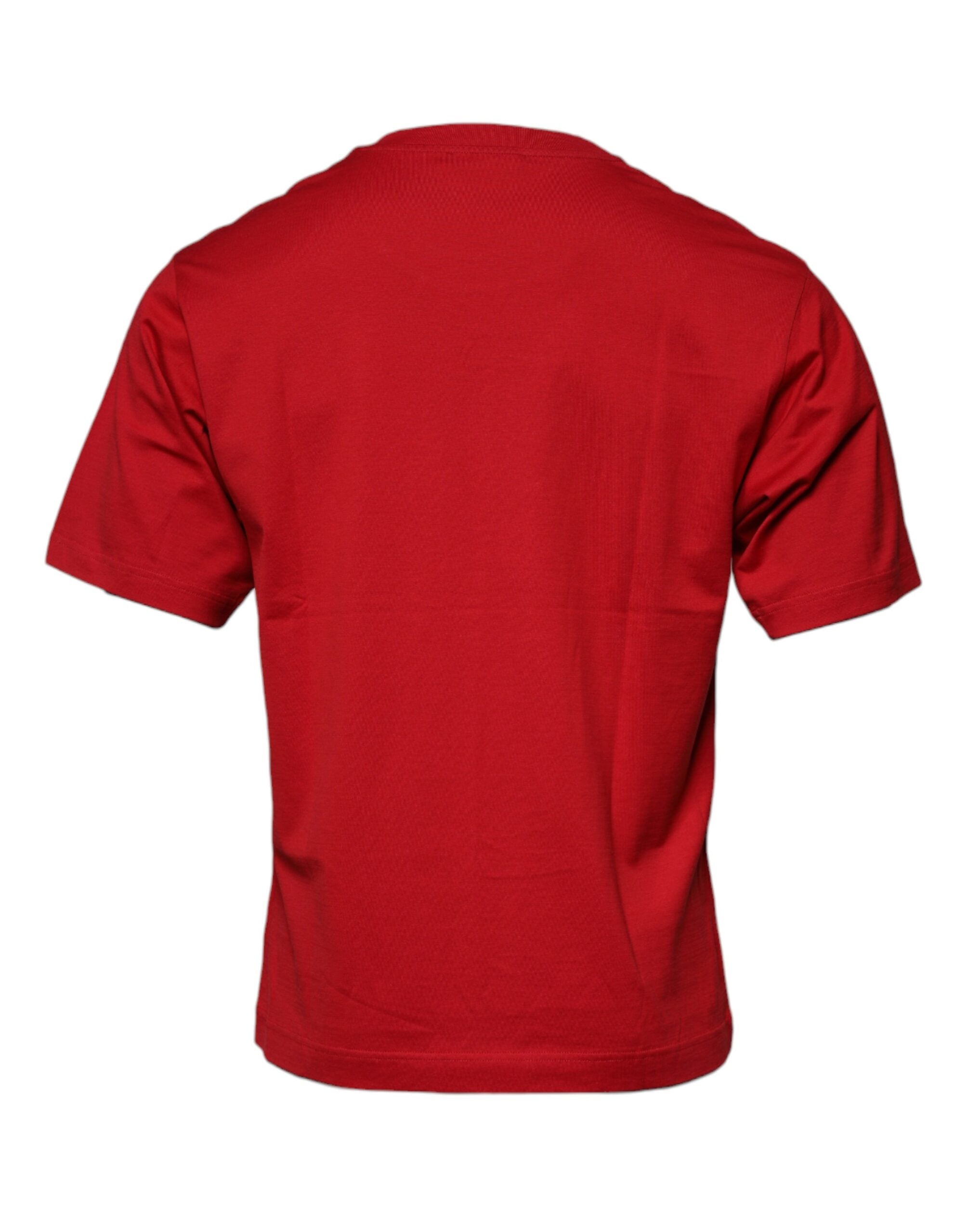 Dolce & Gabbana red T-shirt with round neck and logo print, made of cotton-4