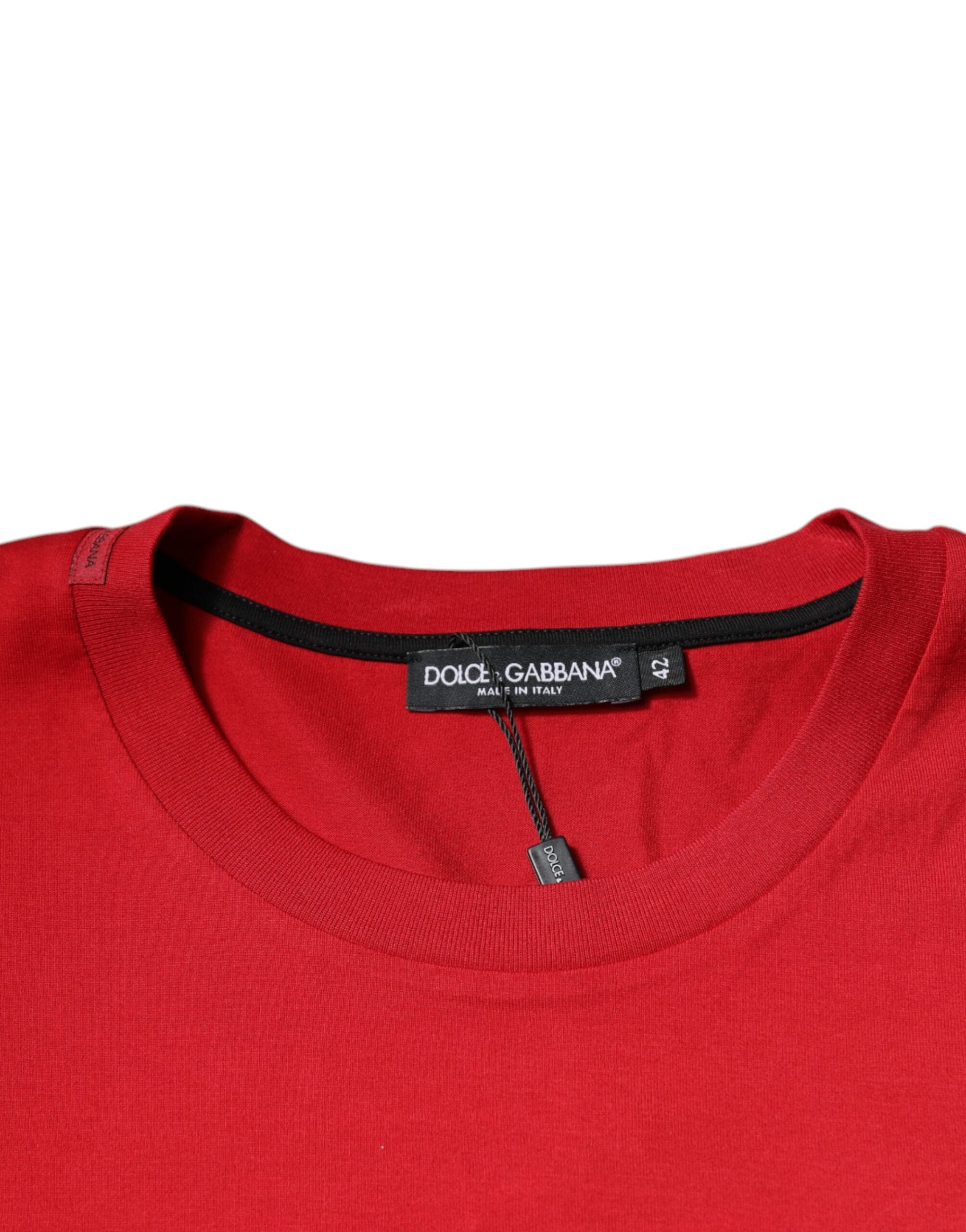 Dolce & Gabbana red T-shirt with round neck and logo print, made of cotton-5
