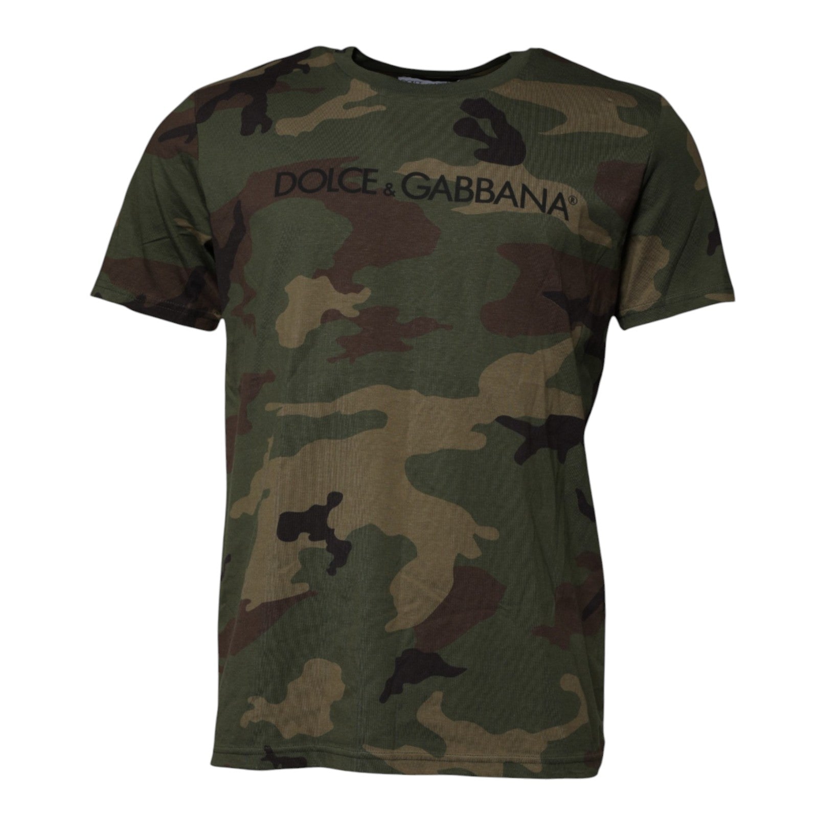 Dolce & Gabbana Multicolor Camouflage Round Neck Cotton T-Shirt-1