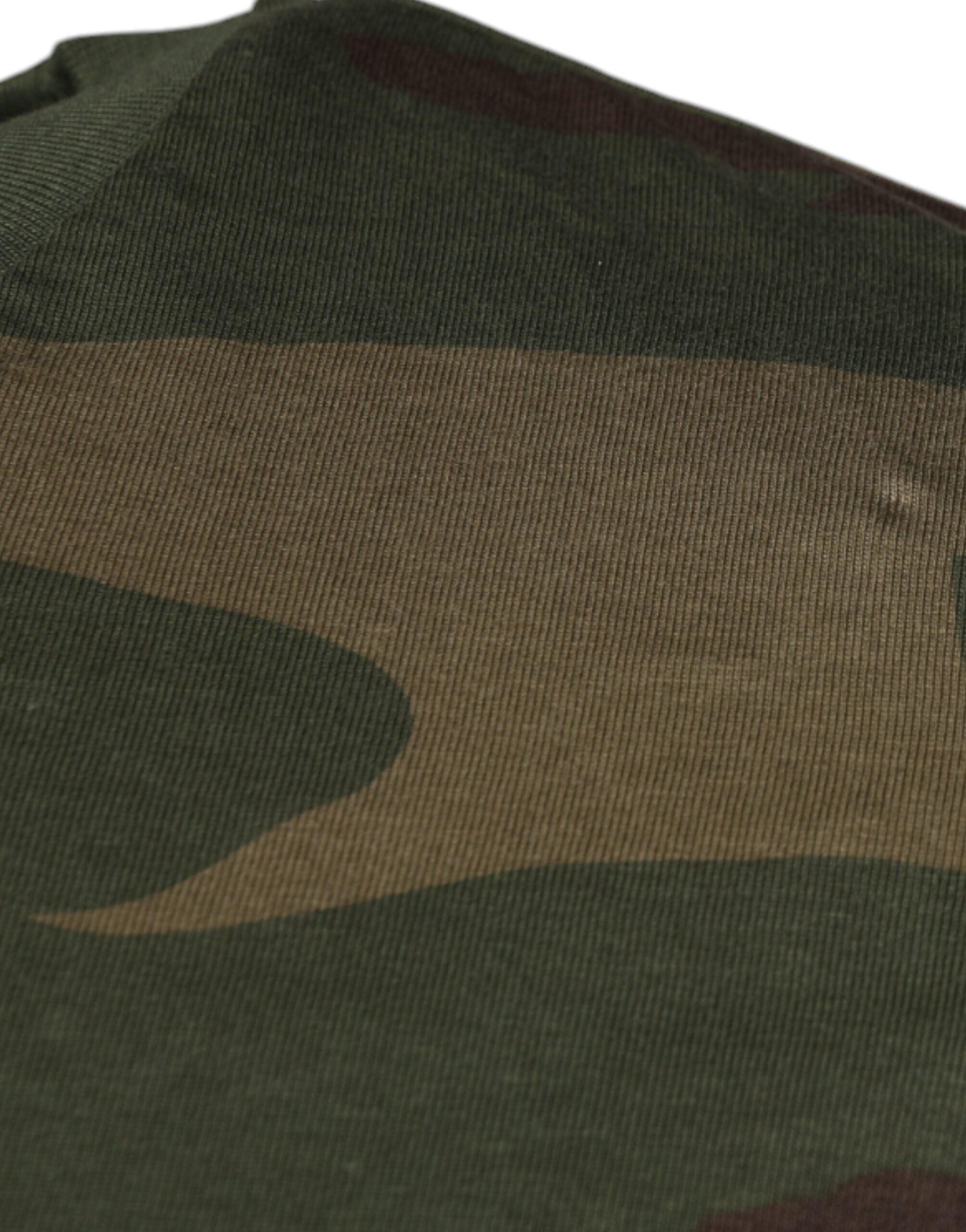 Dolce & Gabbana Multicolor Camouflage Round Neck Cotton T-Shirt-3