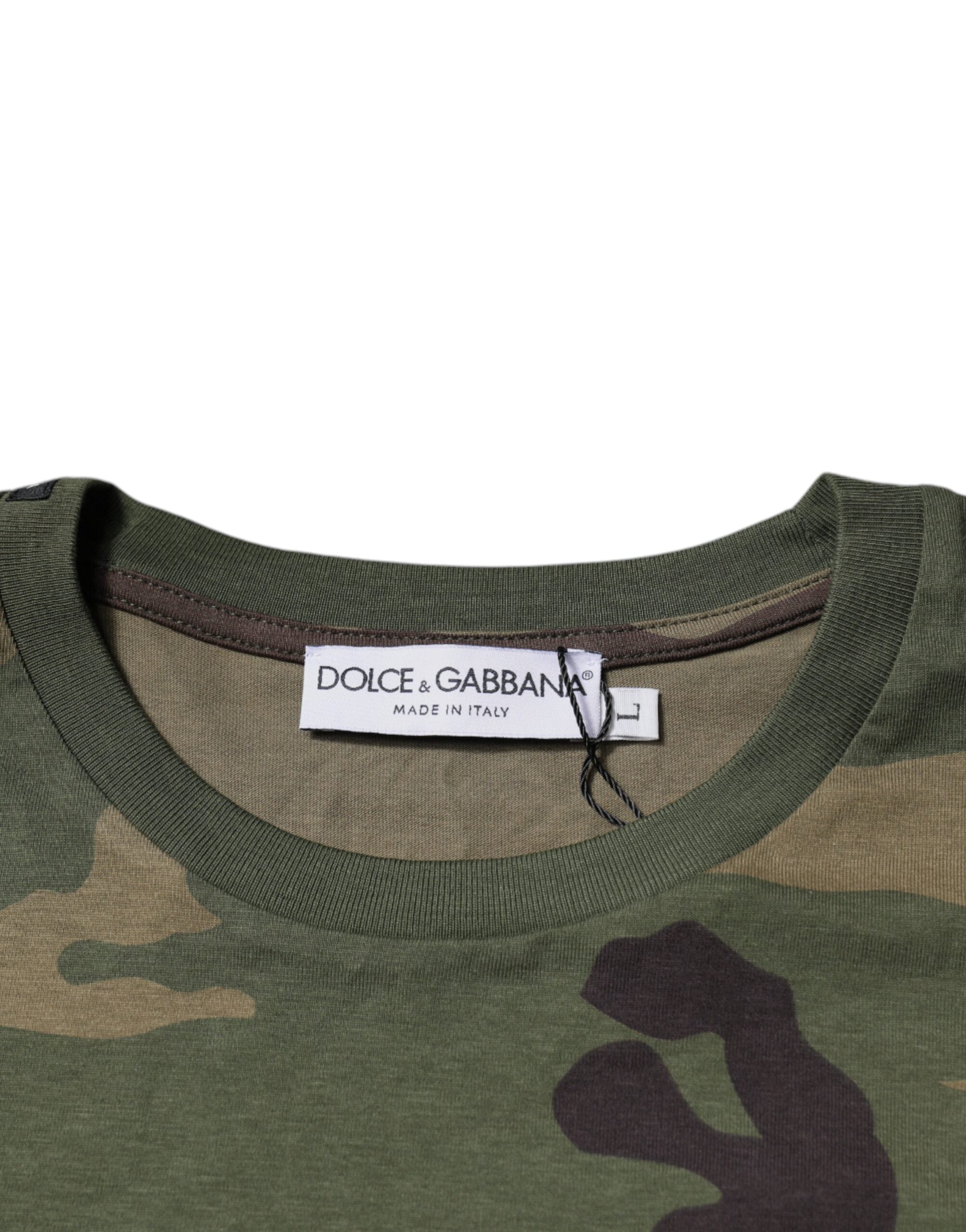 Dolce & Gabbana Multicolor Camouflage Round Neck Cotton T-Shirt-5