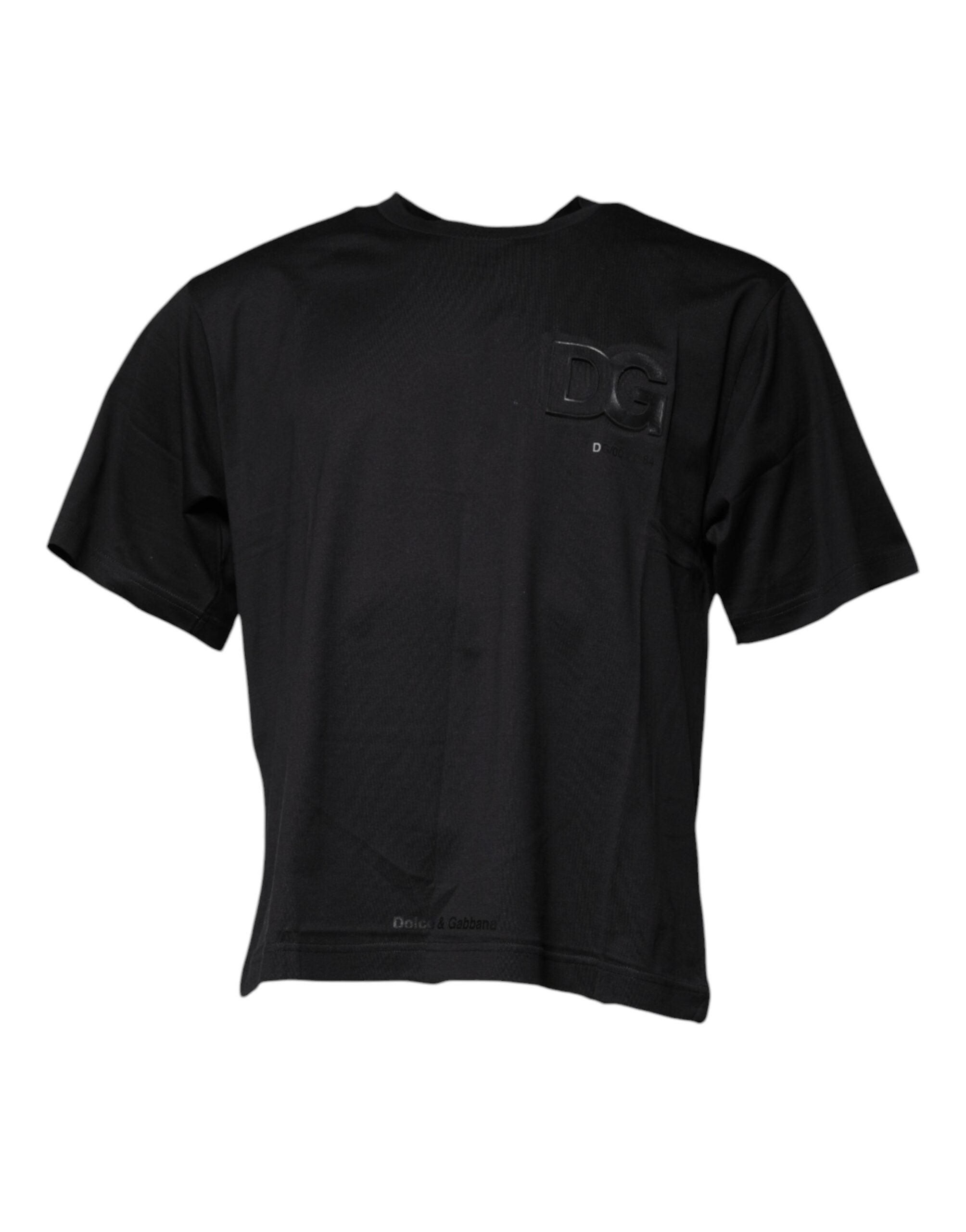 Camiseta de algodón con cuello redondo y estampado del logotipo DG de Dolce & Gabbana en negro-2