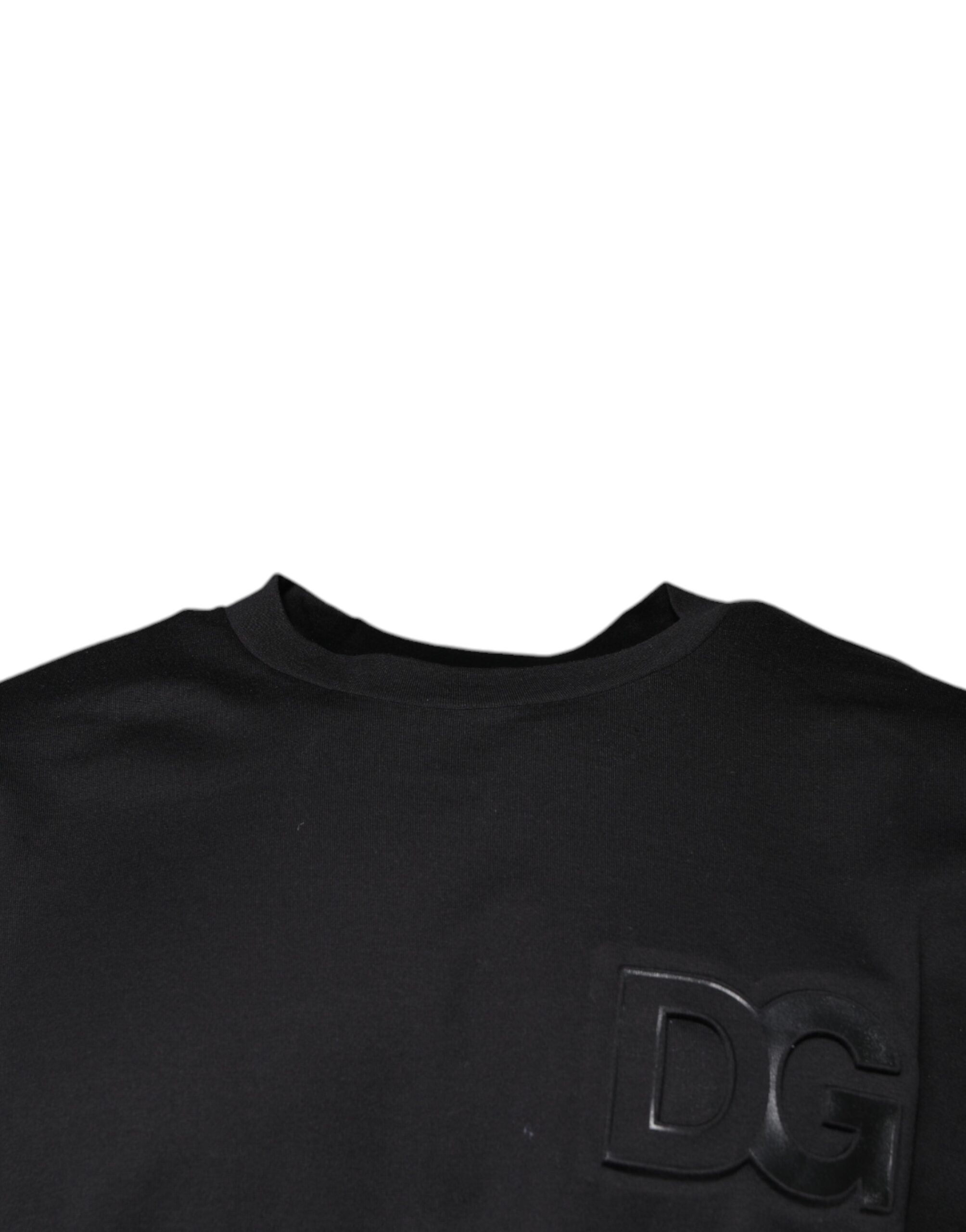 Camiseta de algodón con cuello redondo y estampado del logotipo DG de Dolce & Gabbana en negro-3