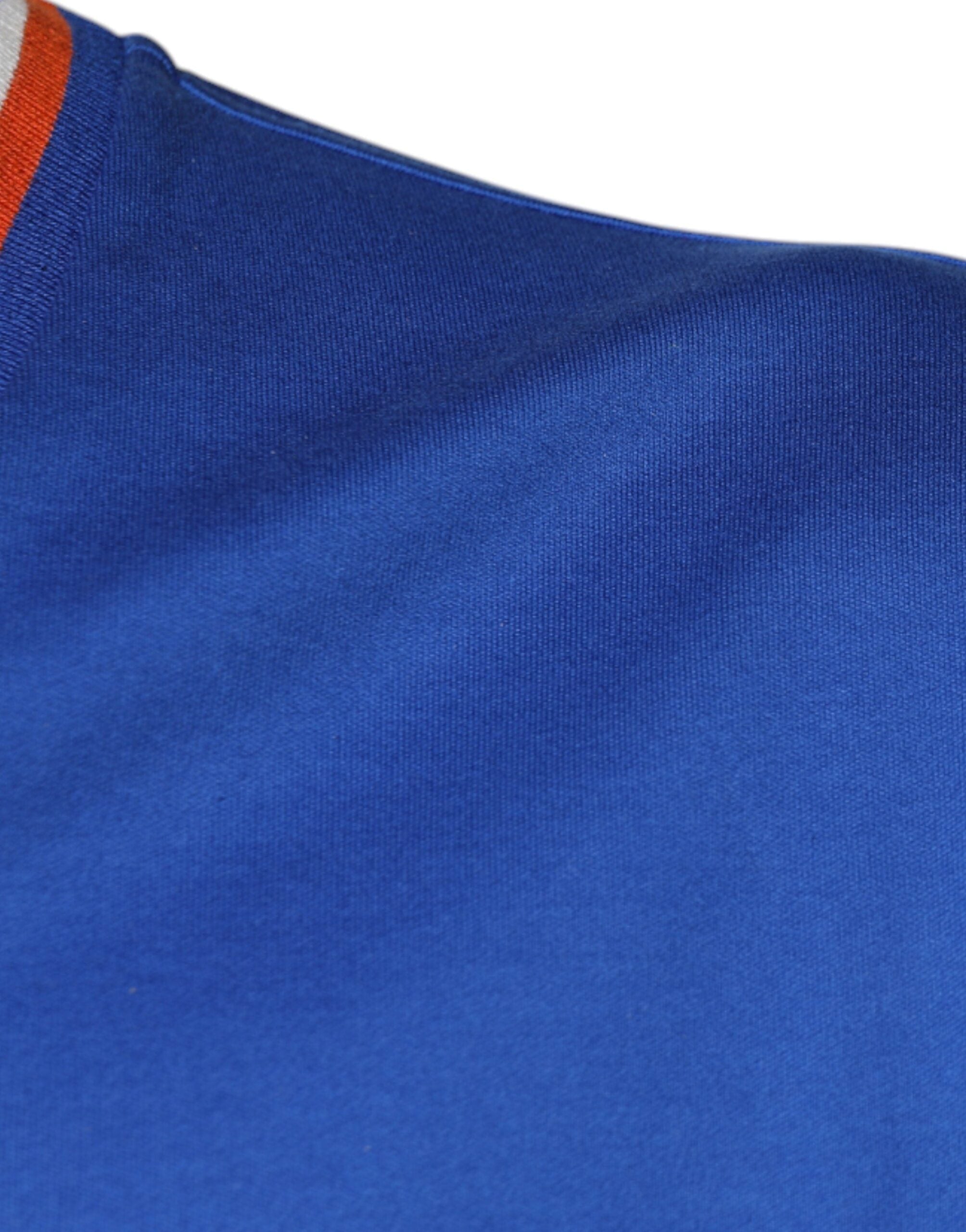 Dolce & Gabbana blue logo T-shirt with V-neck and short sleeves-6