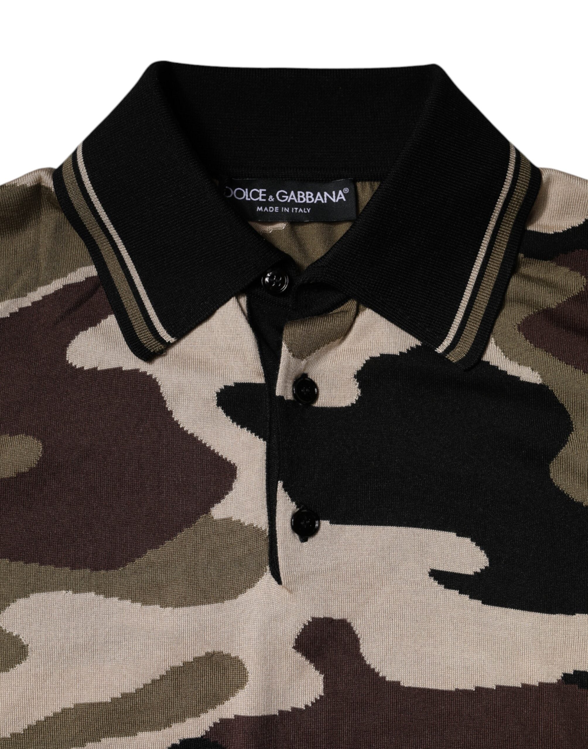 Polo de camuflaje multicolor con cuello de Dolce & Gabbana-4