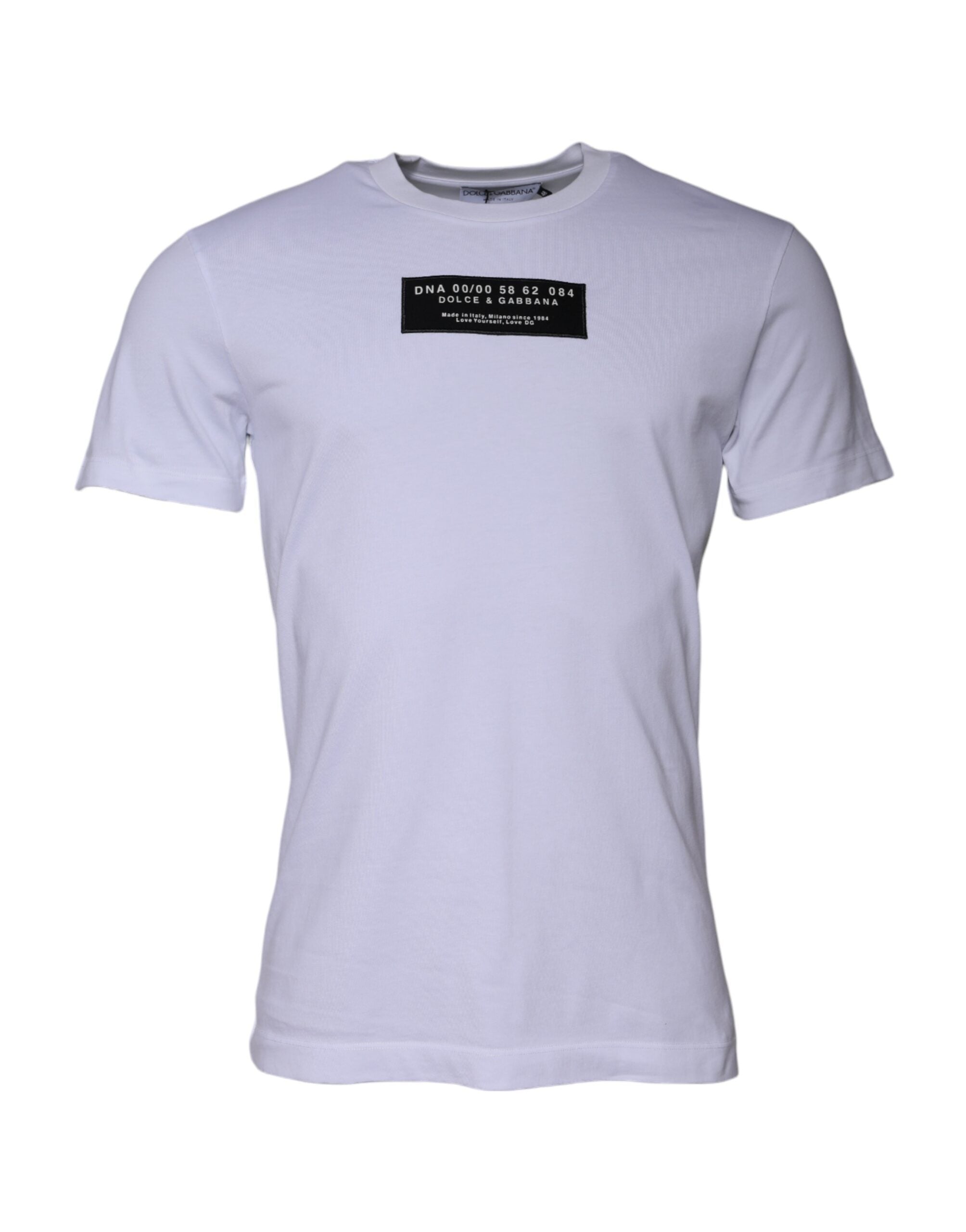 Dolce & Gabbana white T-shirt with round neck and logo print, made of cotton