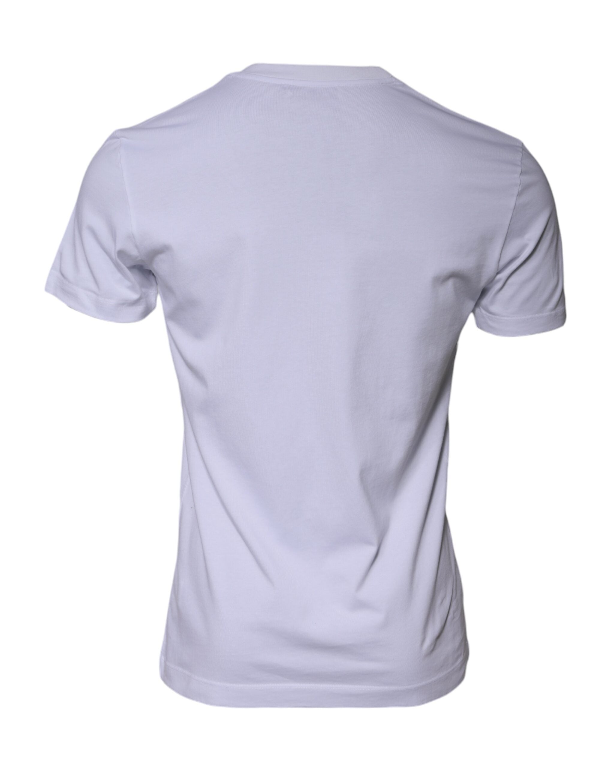 Dolce & Gabbana white T-shirt with round neck and logo print, made of cotton-3