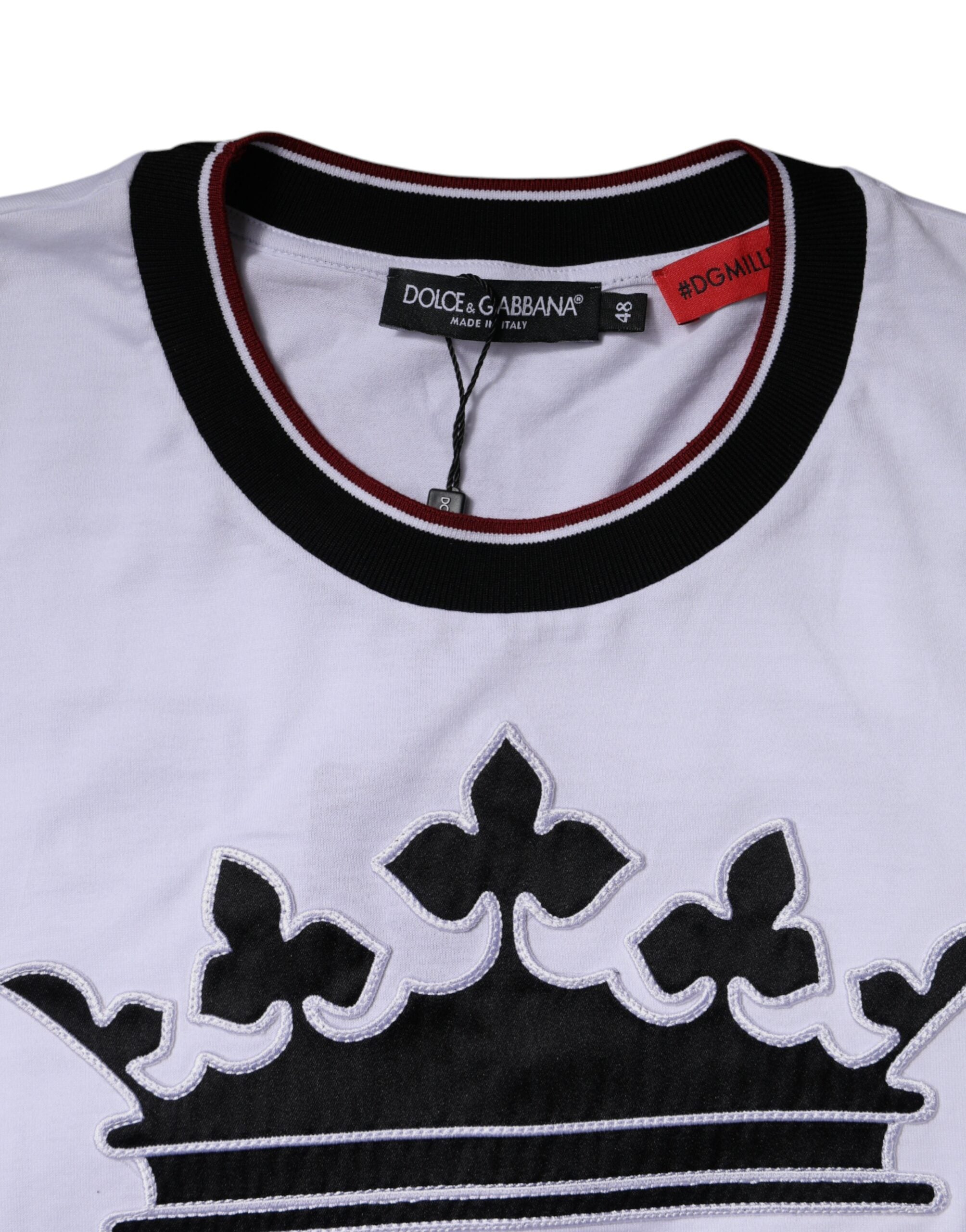 Dolce & Gabbana white jersey T-shirt with round neck and short sleeves-4