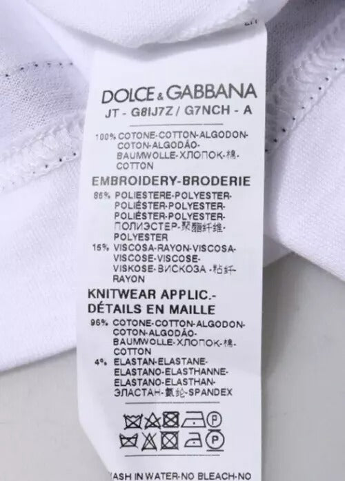 Dolce & Gabbana white jersey T-shirt with round neck and short sleeves-6