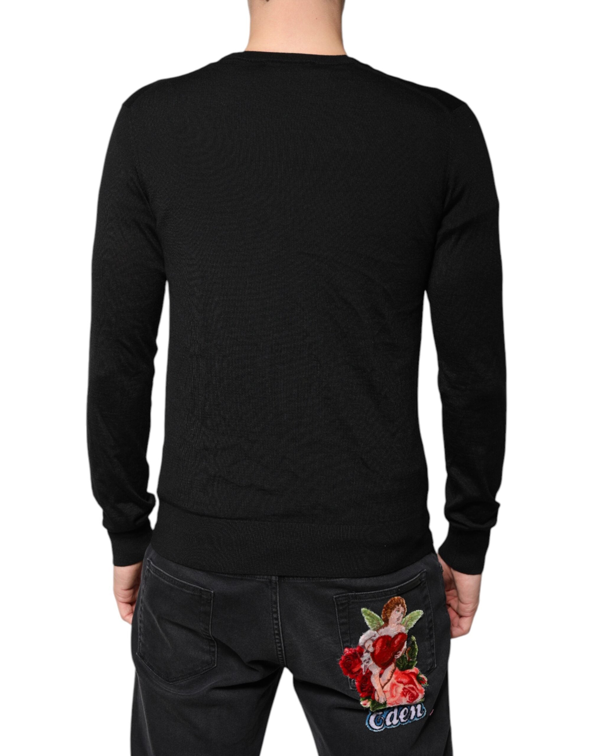 Dolce & Gabbana Schwarzer Kaschmir-Strickpullover mit Knopfleiste-4