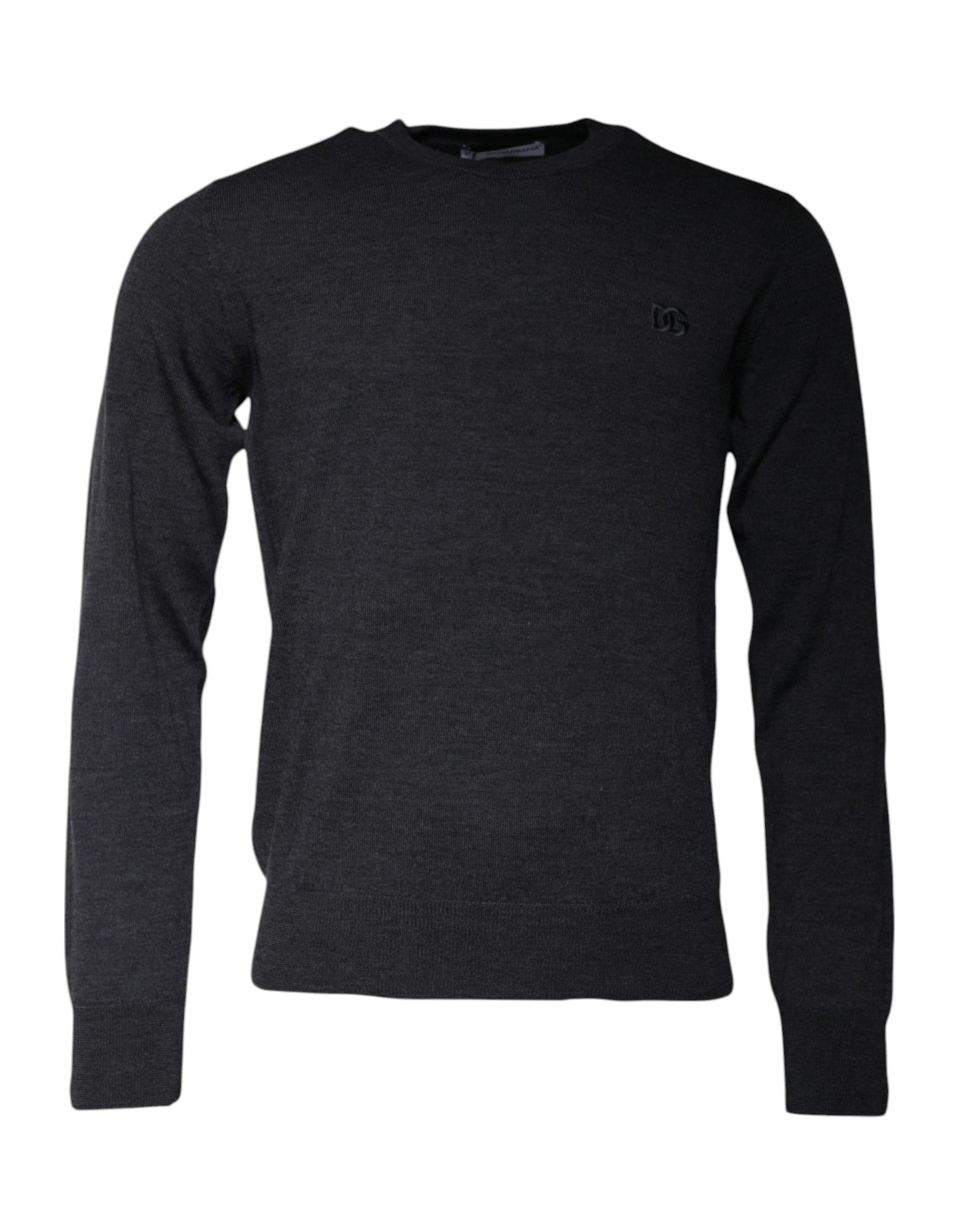 Dolce & Gabbana Dunkelgrauer DG Logo Rundhals-Pullover-1