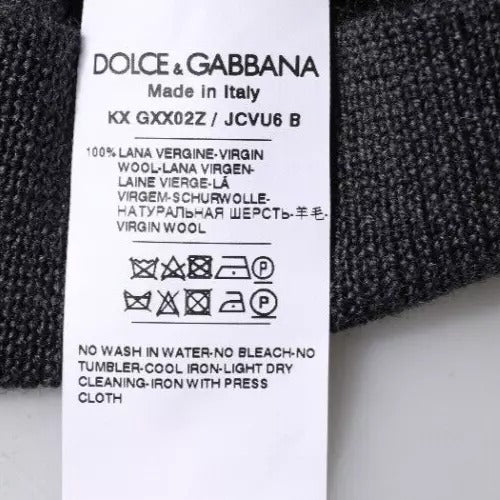 Dolce & Gabbana Dunkelgrauer DG Logo Rundhals-Pullover-4