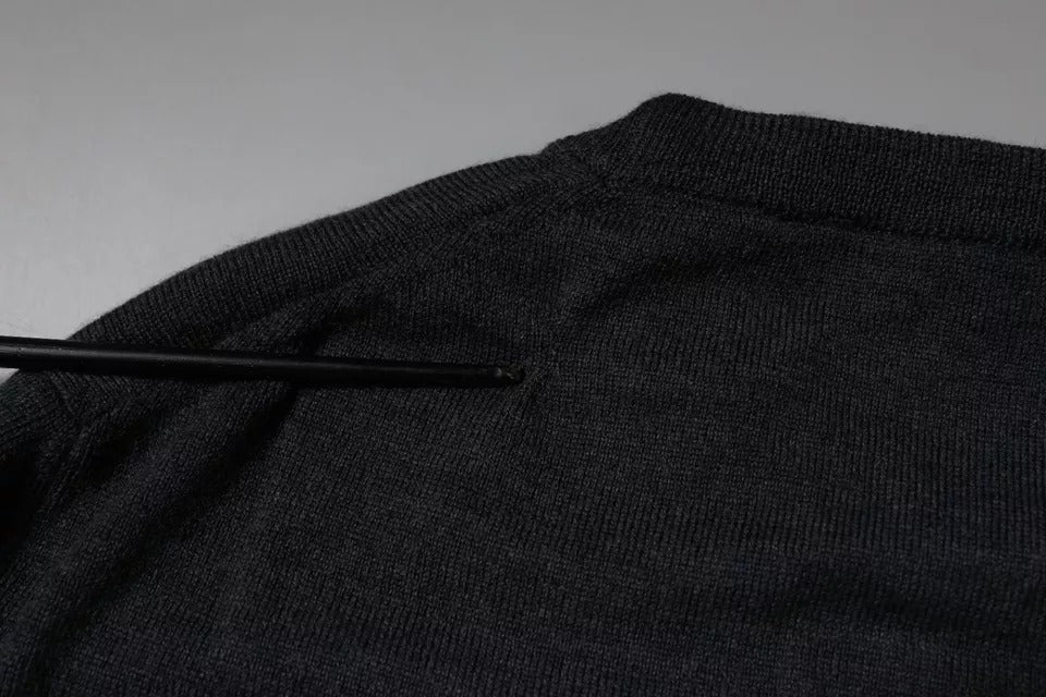 Dolce & Gabbana Dunkelgrauer DG Logo Rundhals-Pullover-3