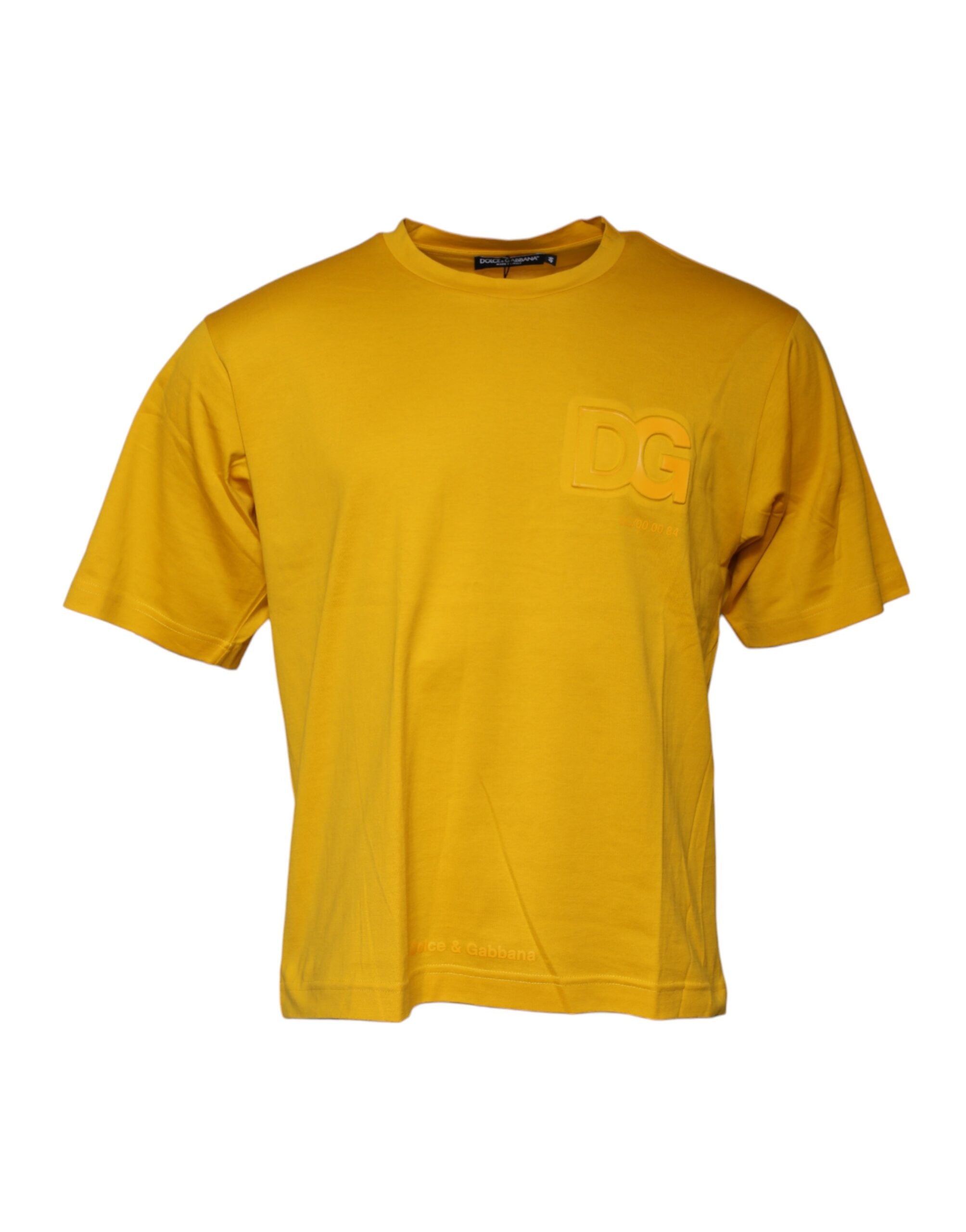 Camiseta Dolce & Gabbana con logo amarillo oscuro, cuello redondo y manga corta-1
